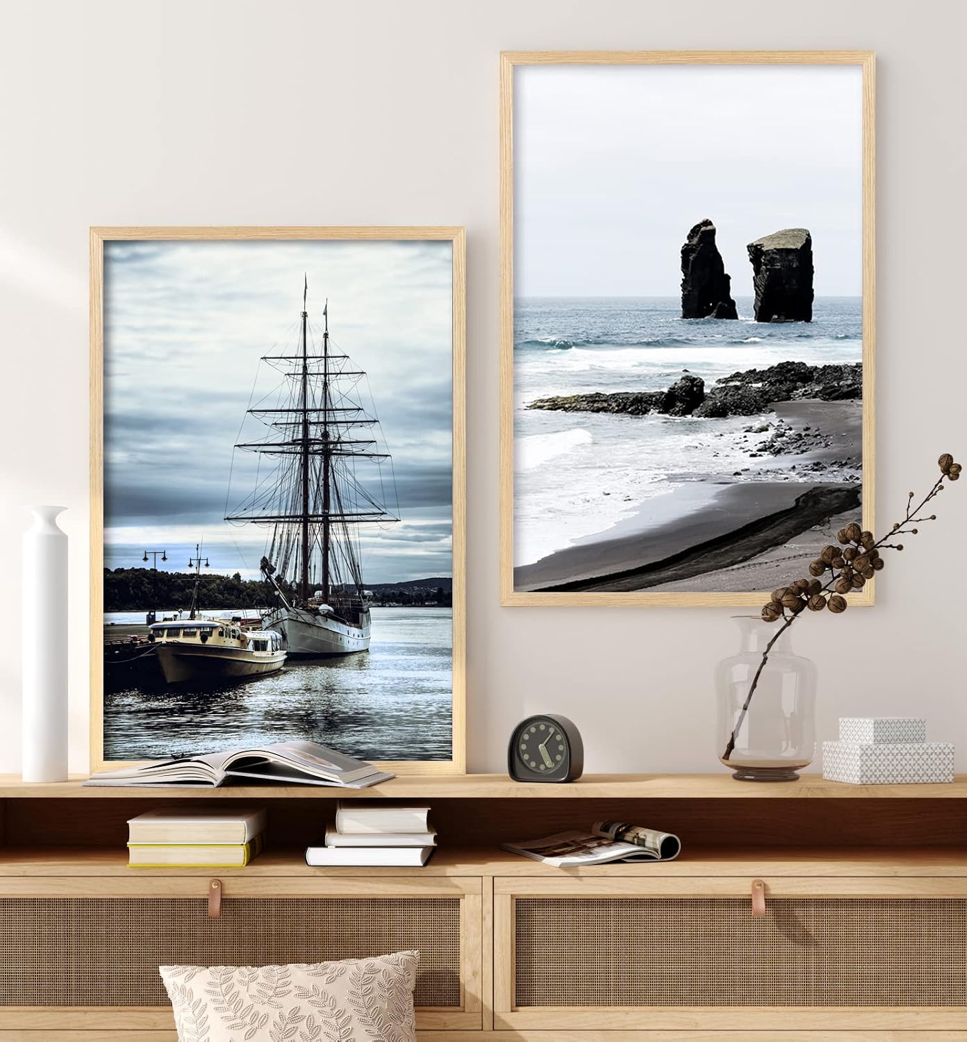 Yaetm 16x24 Picture Frame Set of 2, Natural Solid Oak Wood Poster Frame 16x24 for Wall Gallery, Horizontal and Vertical