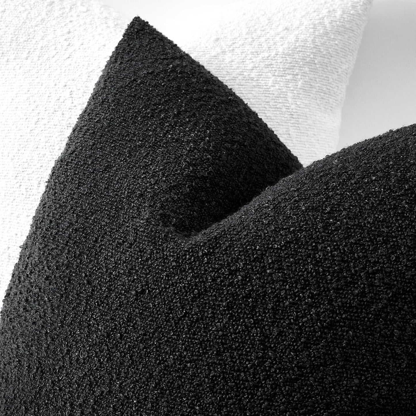 Boucle Lumbar Pillow Covers / Black / 20 x 12 / Set of 2