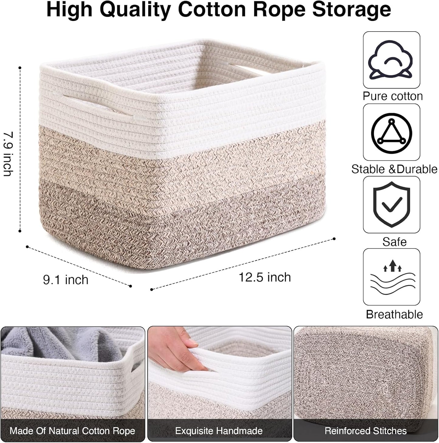 Woven Baskets for Storage / Gradient Brown