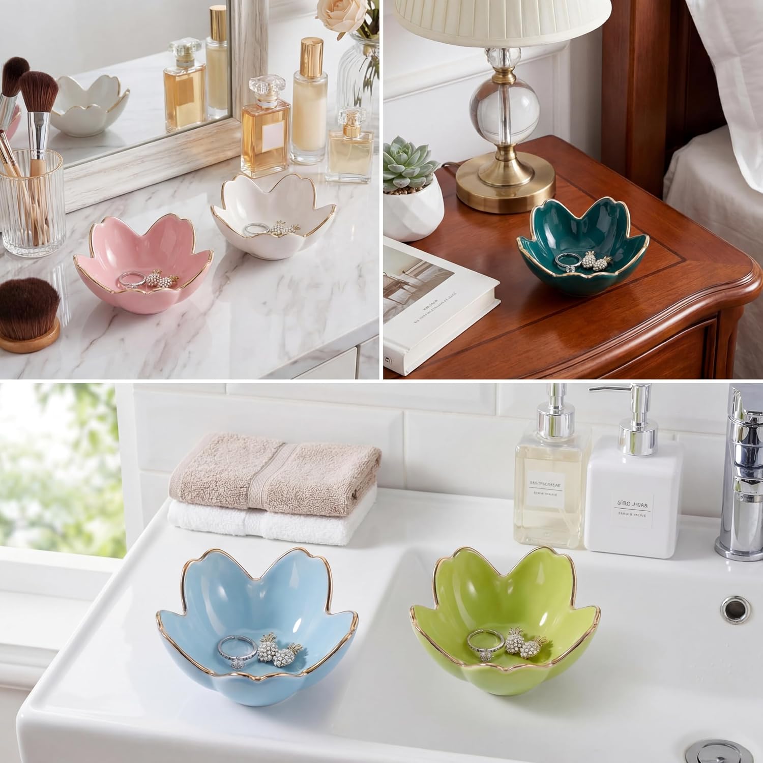 Ceramic Trinket Tray / Pastel Color / Set of 5