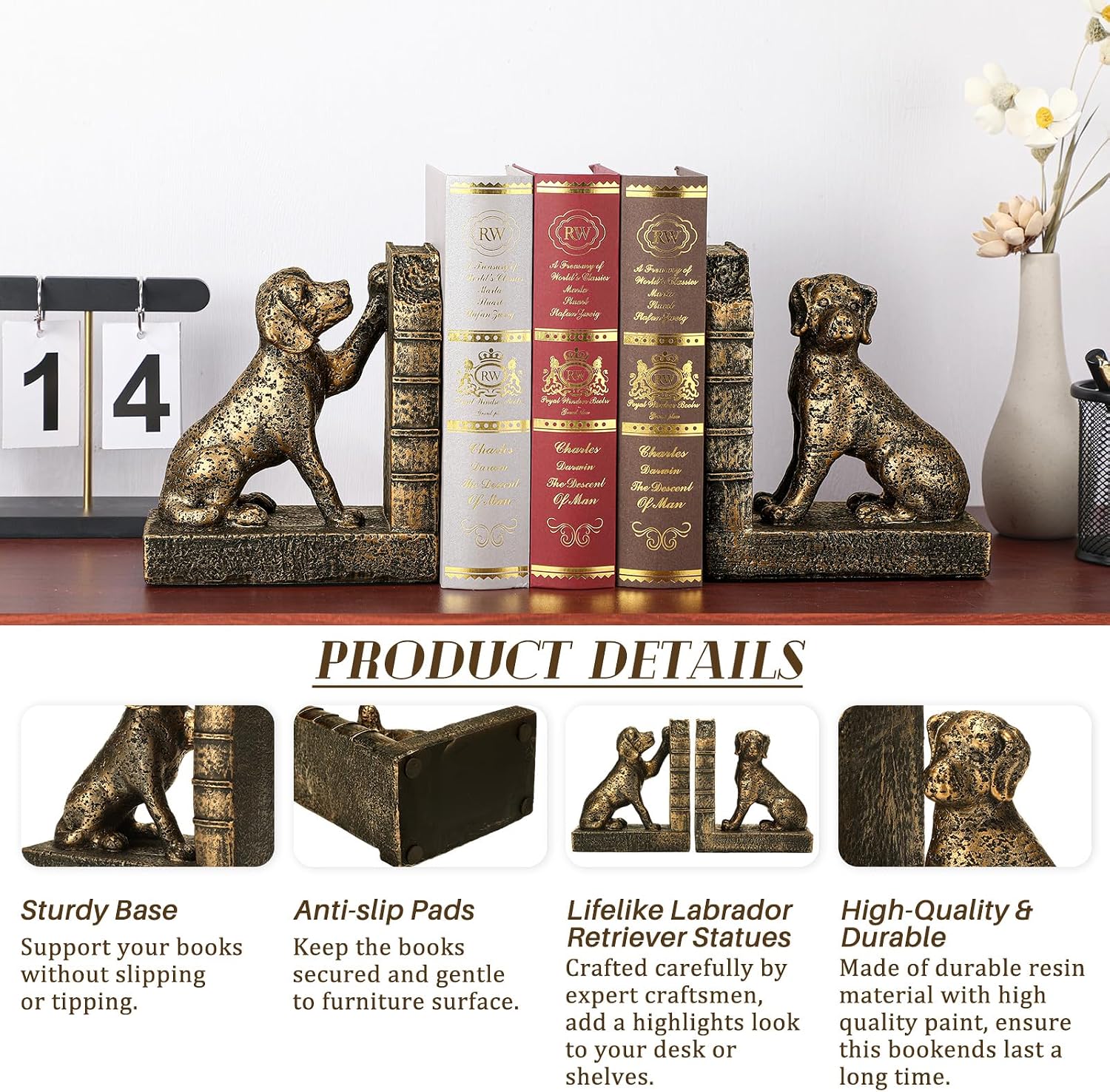 Vintage Old-Money Book Ends for Heavy Books Labrador Animal / Dog / Set of 2