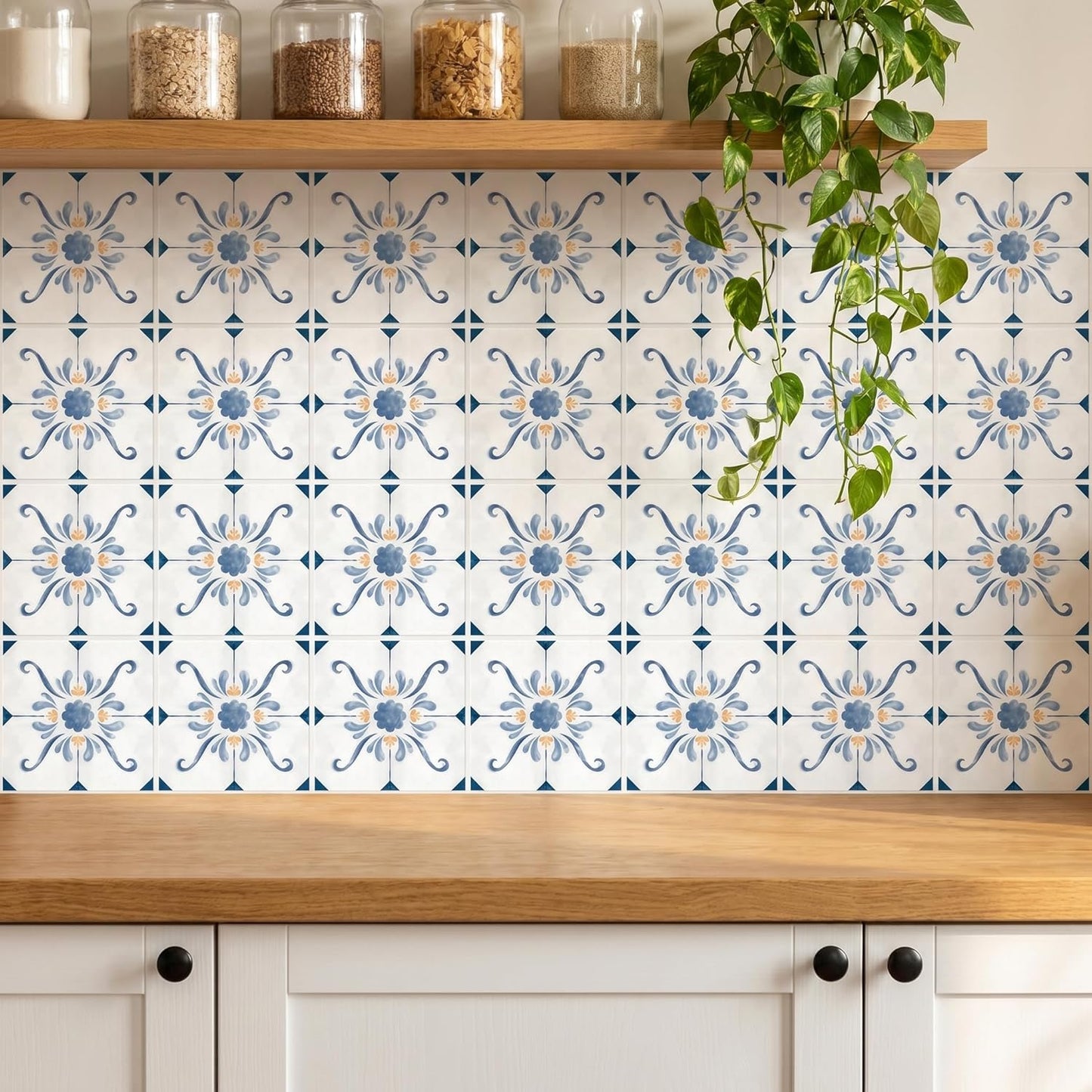 Gold Tile Decals / Blue / 5.9 Inch / Set of 16