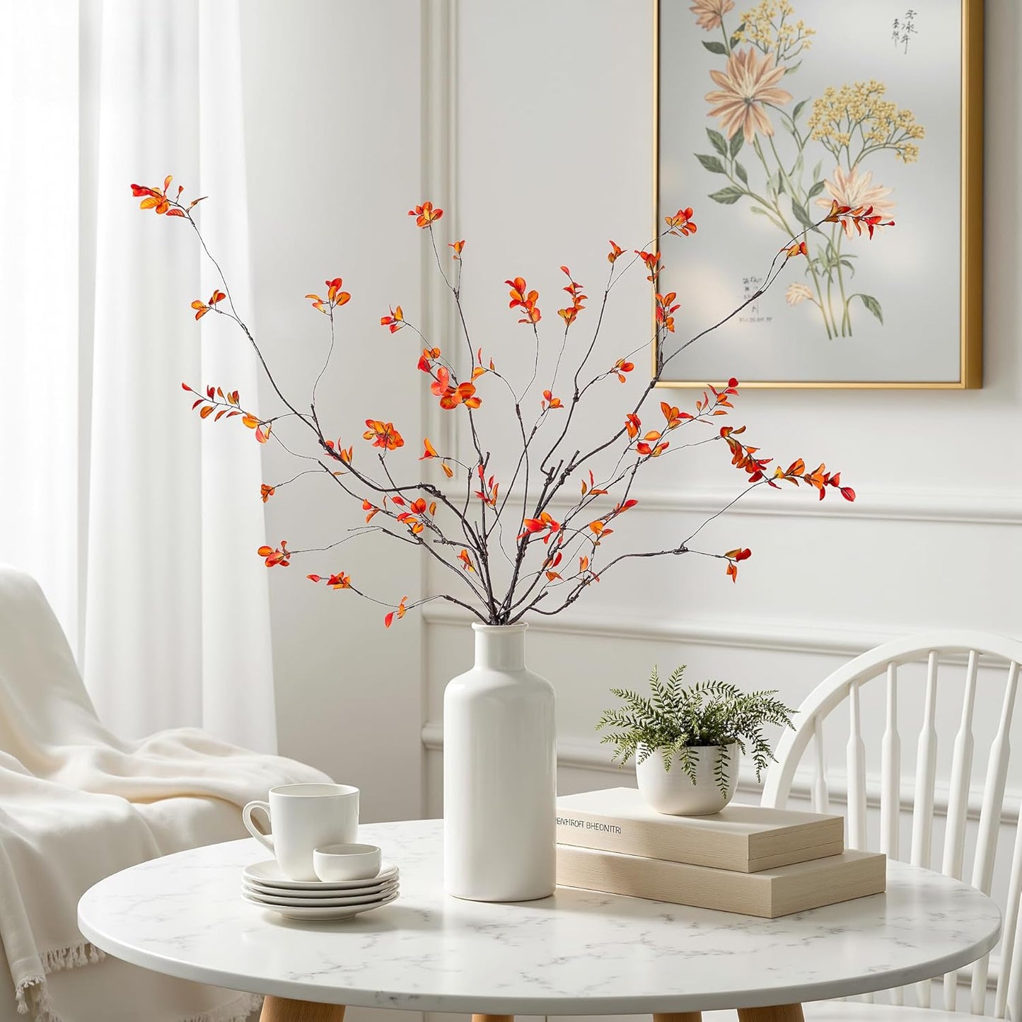 Artificial Ficus Branches 47.2" Artificial Eucalyptus Stems Fake Ficus / 47.2"orange / Set of 4