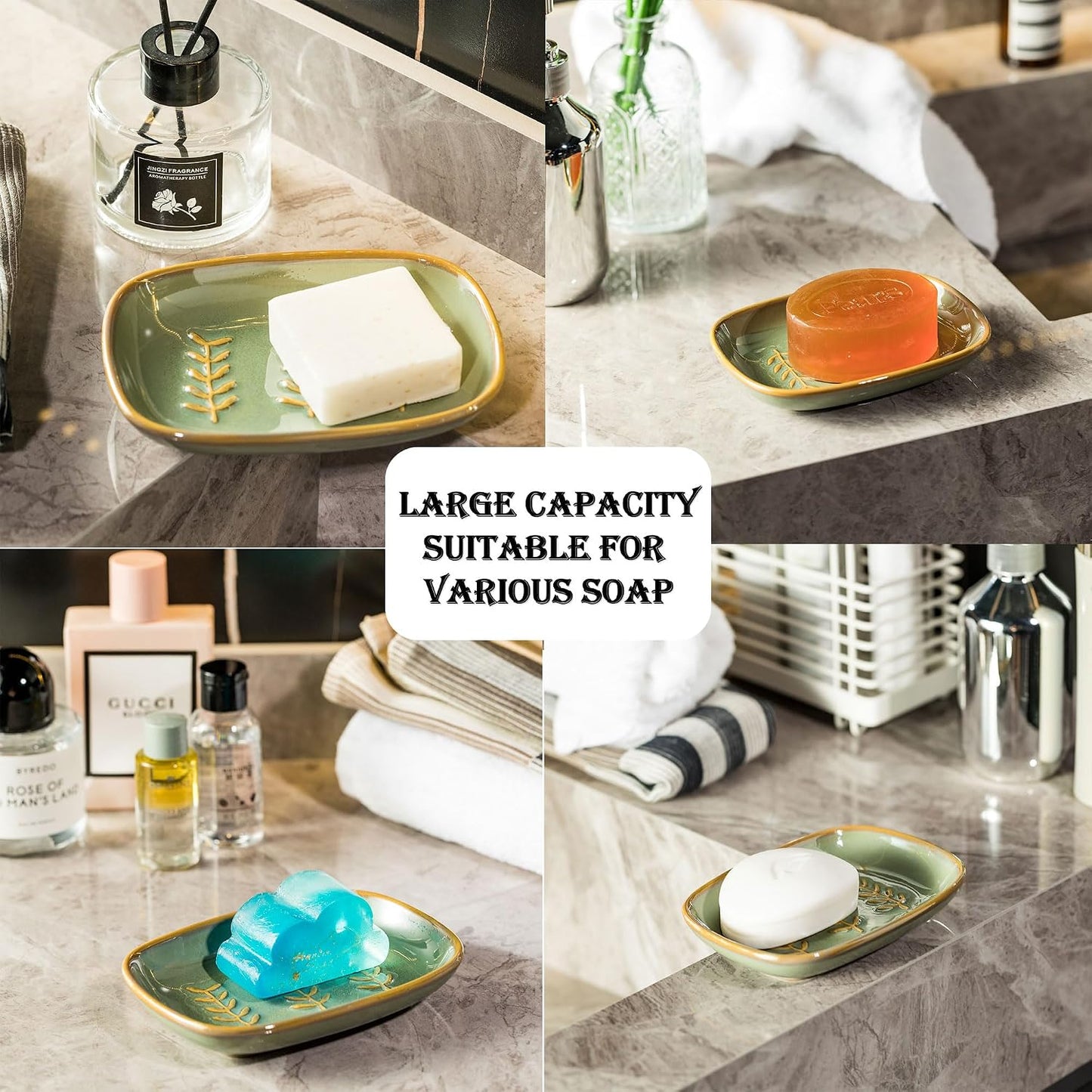 Soap Dish Soap Holder Shower / Green / Leaf Design