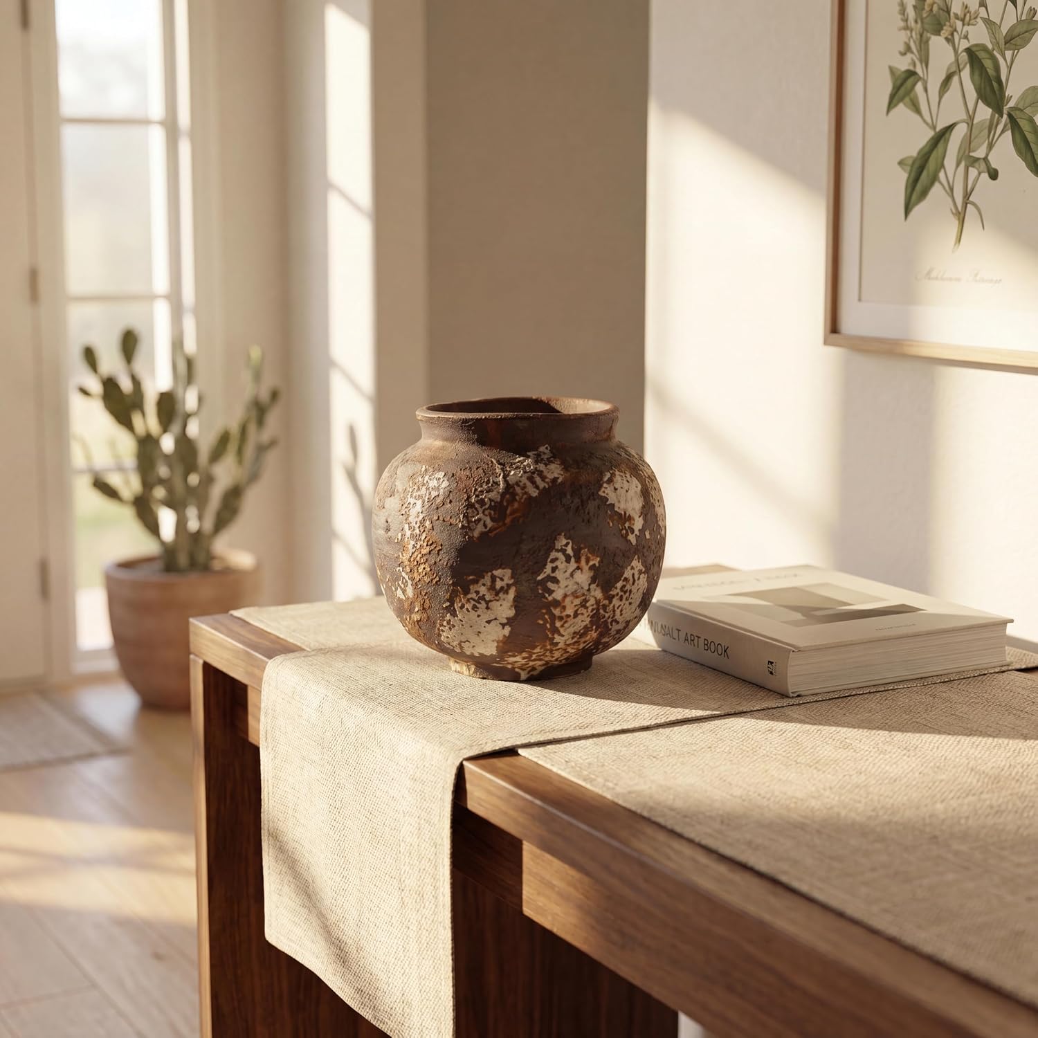 Small Round Ceramic Vase / Brown / 5.8