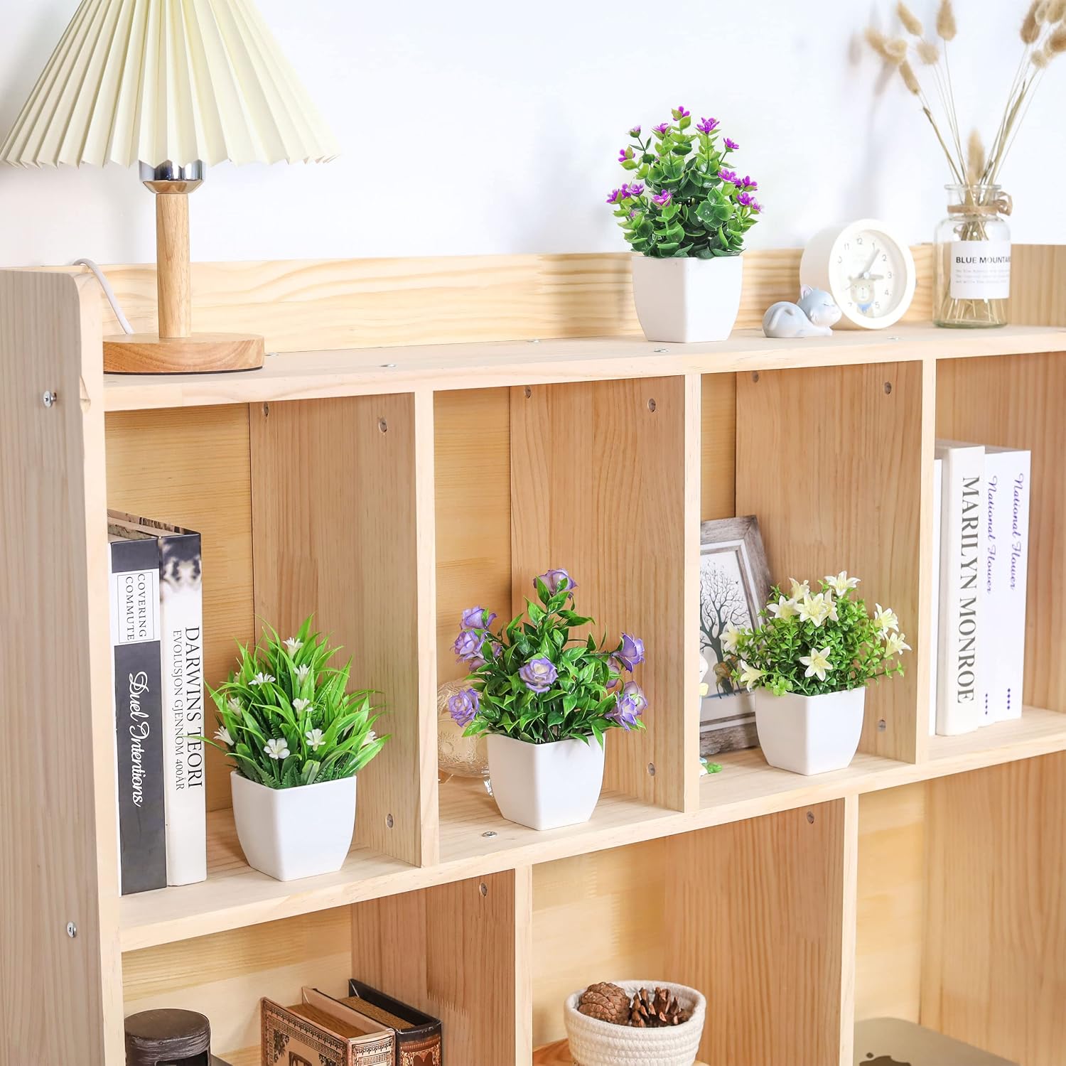Small Fake Plants Mini Artificial Faux Plants Indoor / White / Set of 4