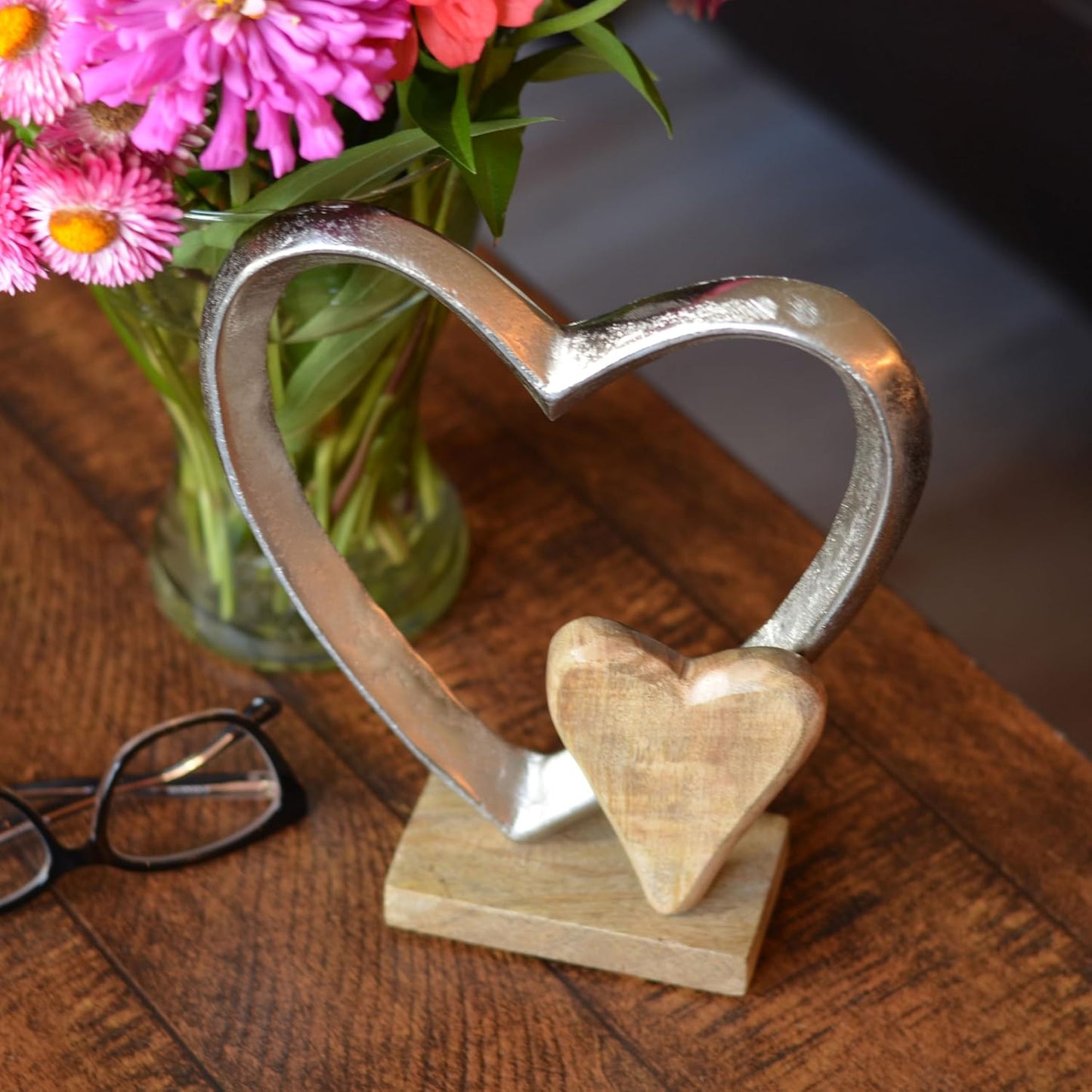 Eternity Double Heart Figurine / Double Eternity Heart, 8.75 Inches / Silver / 8.75 Inch