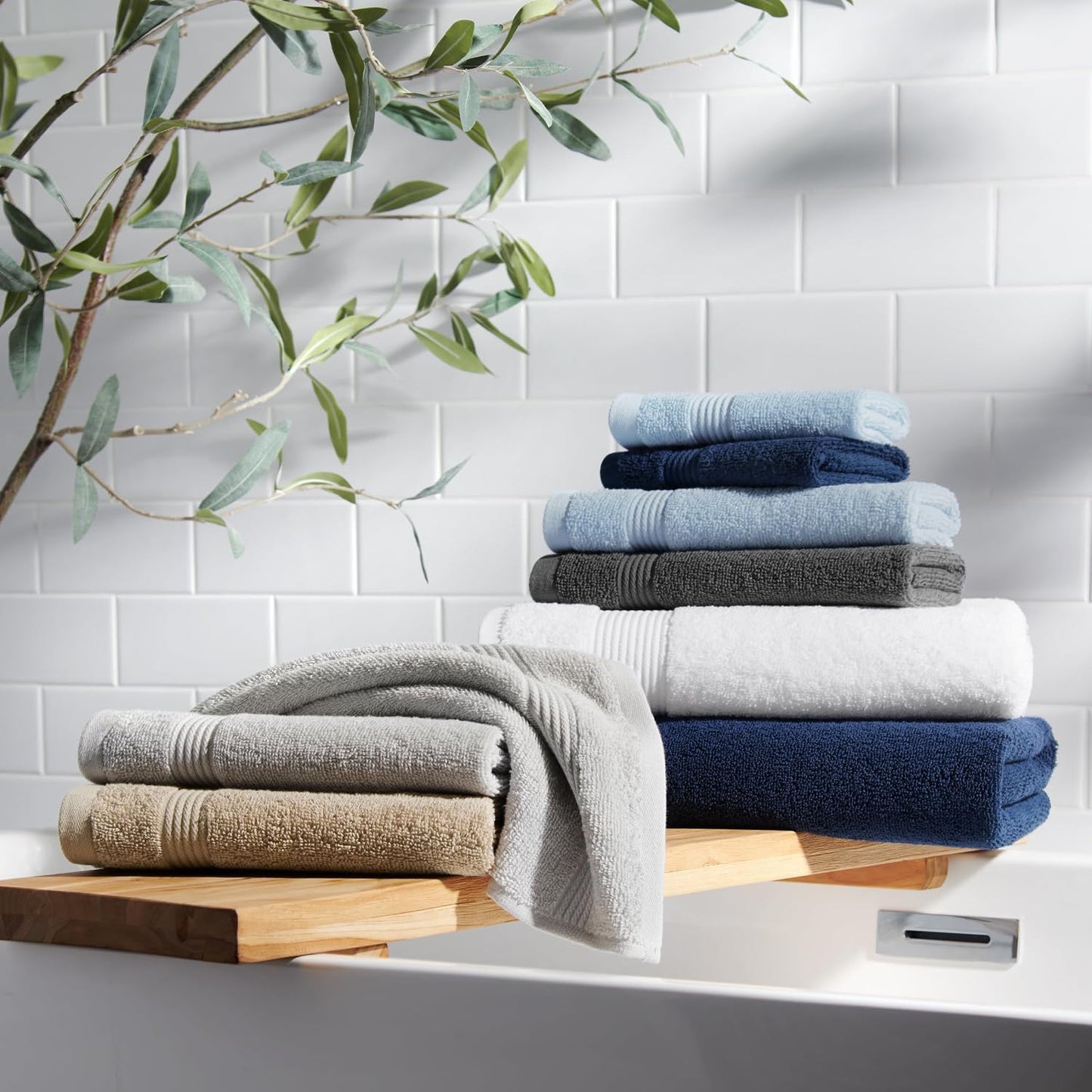 Arkwright Solid 6 Piece Bath Towel Set, 100% Cotton 600 GSM Soft Absorbent Bathroom Towels for Hotel, Spa or Vacation