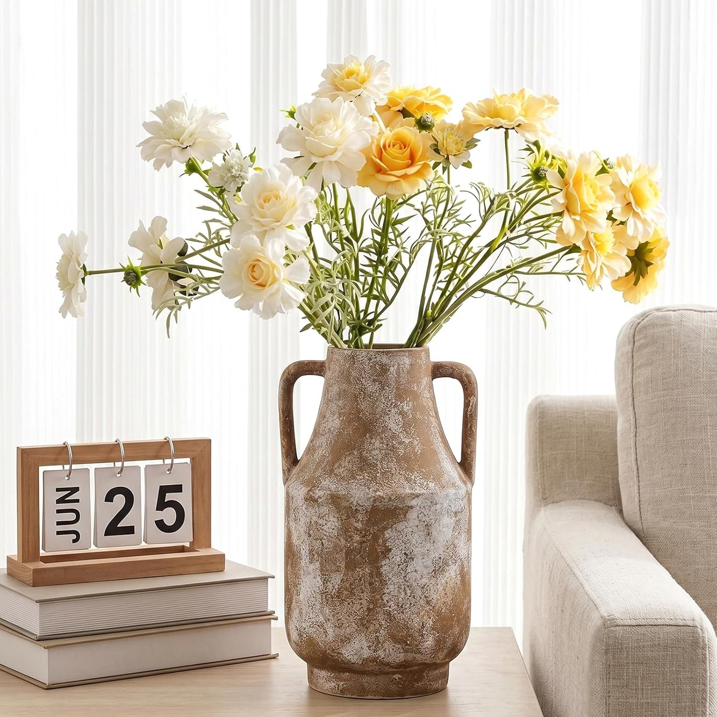 Ceramic Flower Vase / 1-terracotta/10.7 / 10.7 Inch