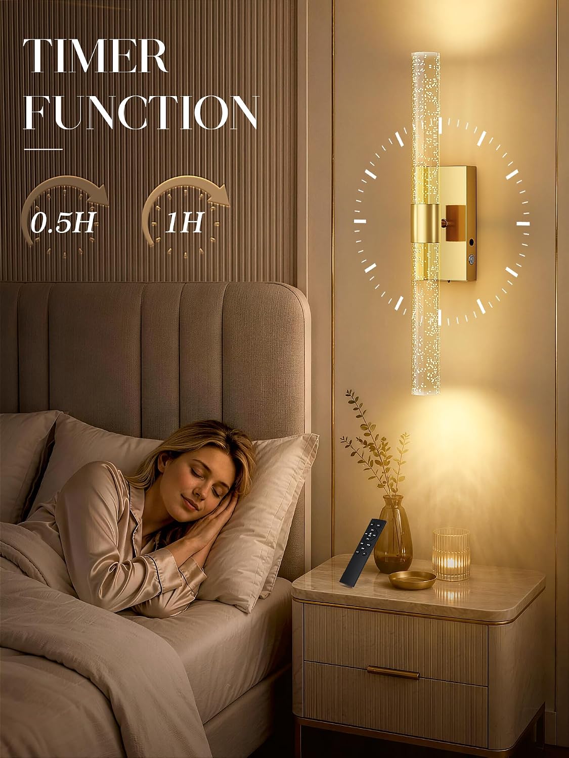 10000mAh Battery Operated Wall Sconces Set of 2, Gold, 20 Inch | 3CCT, Renter Friendly, Rechargeable Wall lights