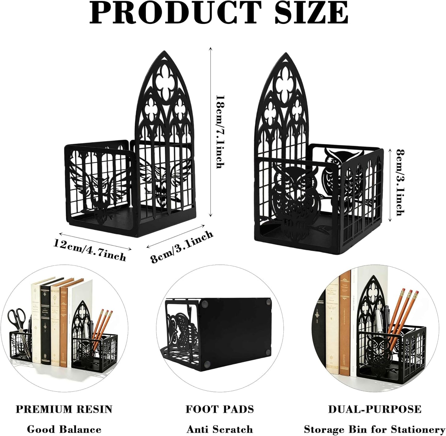 Decorative Metal Book Ends / Matte Black