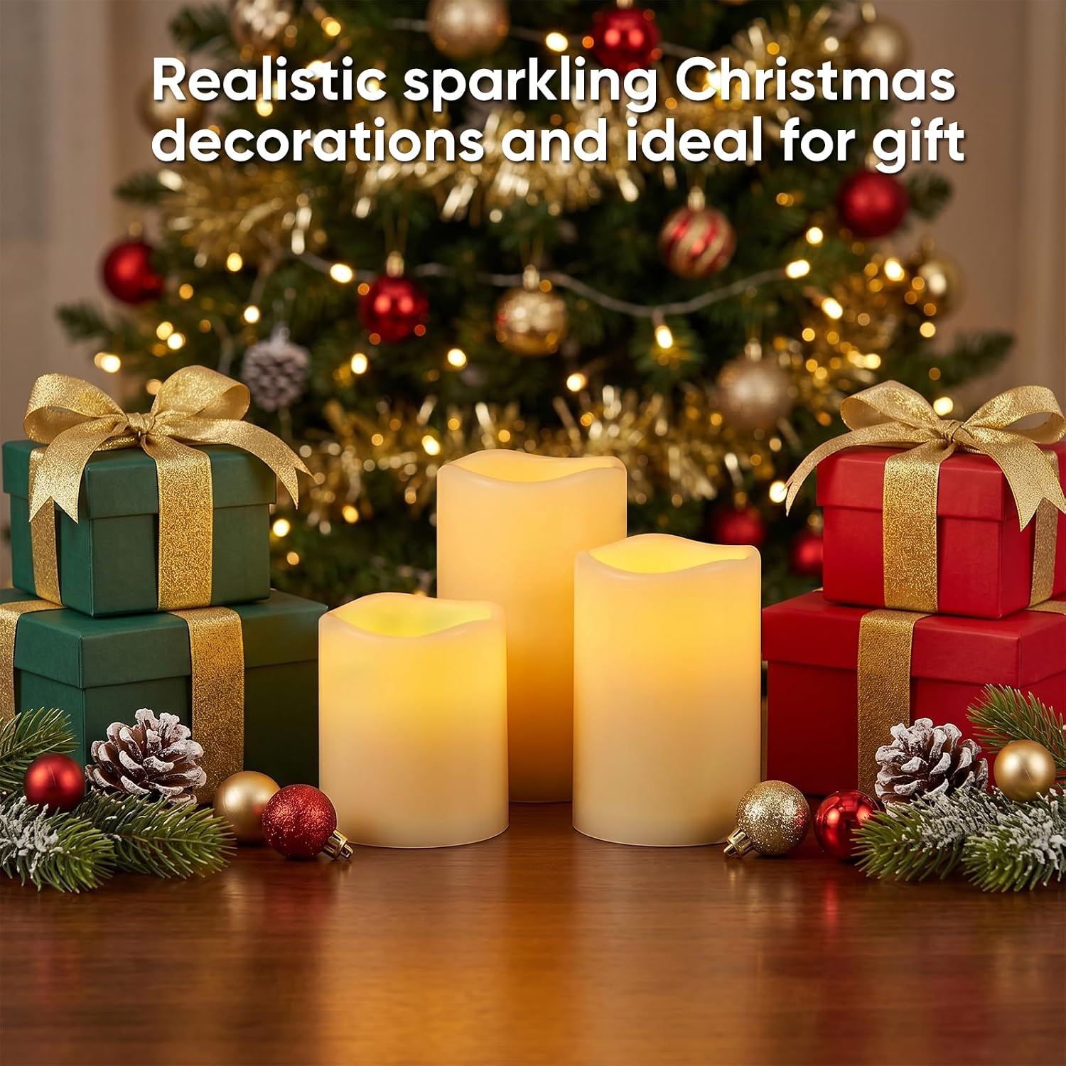 Amagic 3" x 6" Outdoor Waterproof Flameless Candles, Battery Operated Candles with Remote and Timer, Flickering