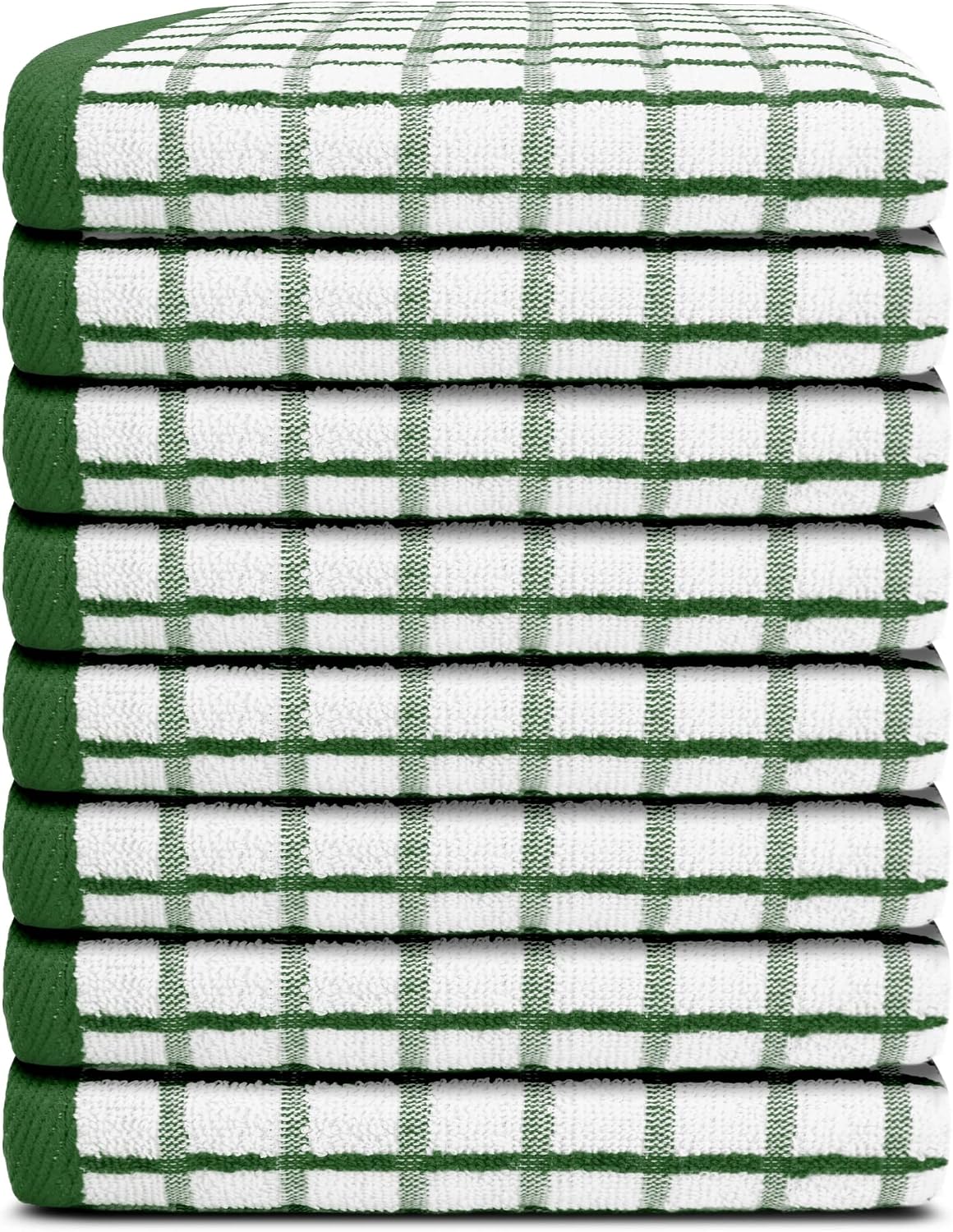 White Classic Premium Dish Towels for Kitchen, with Hanging Loop [8 Pack] Heavy Duty Absorbent 100% Cotton 410 GSM