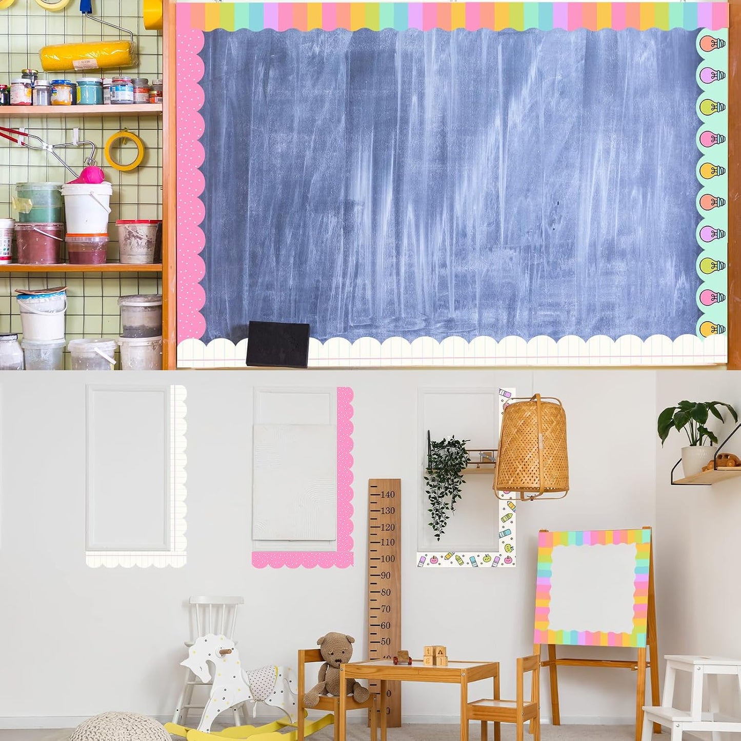Back to School Bulletin Board Borders Notebook Adhesive Classroom Trim Pastel / Bright / 90 ft