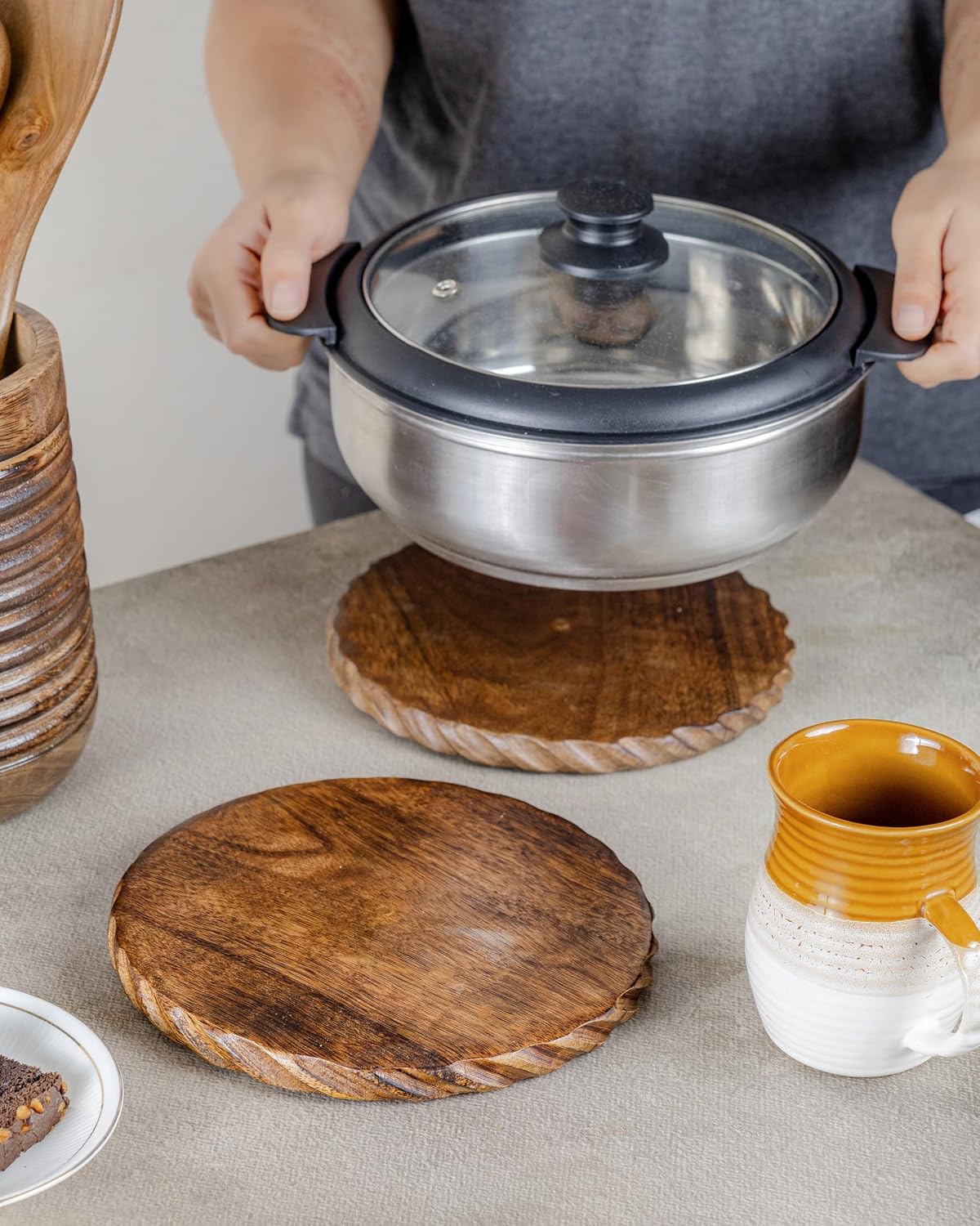 Wooden Trivets for Hot Dishes / Set of 2