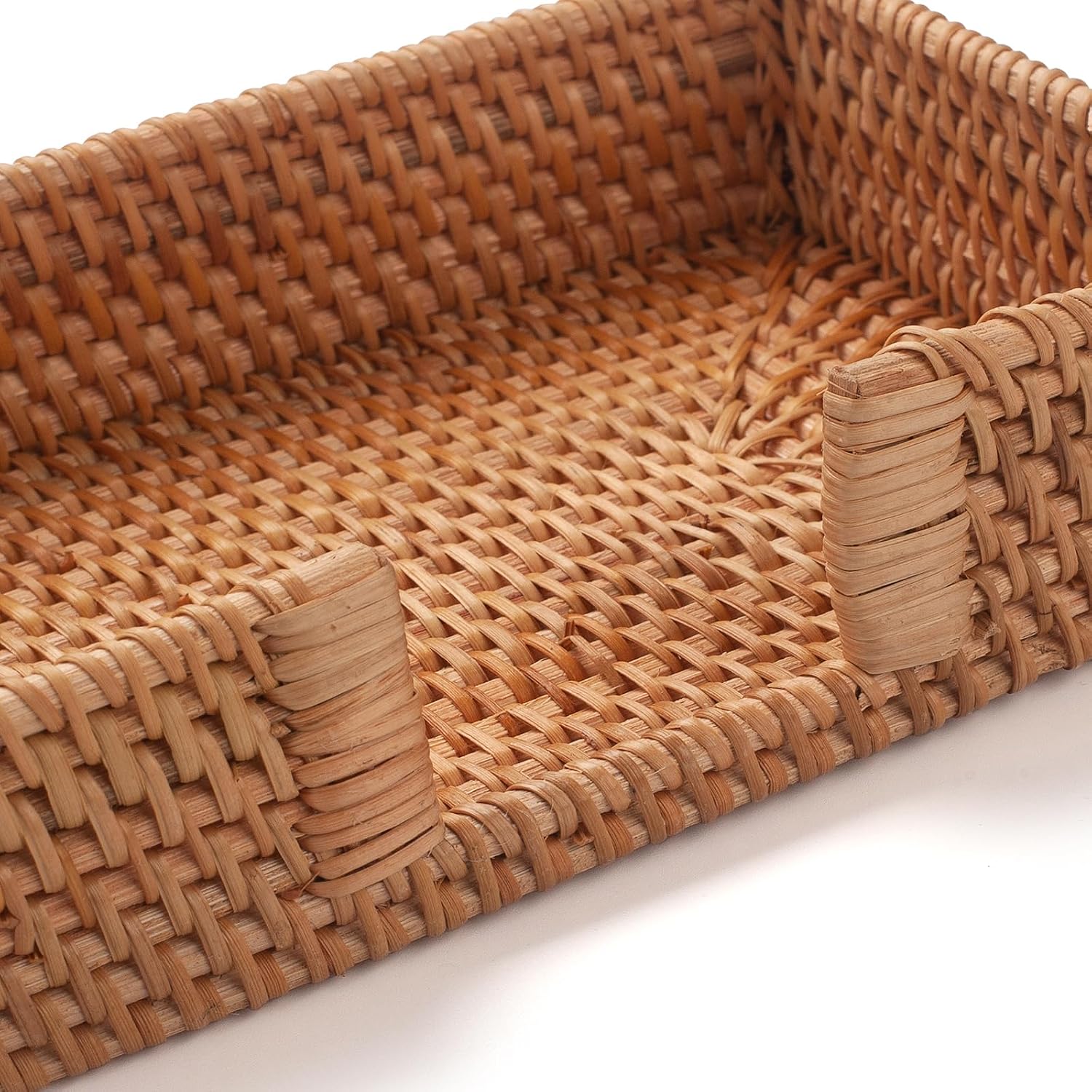 Rattan Napkin Holder Woven Flat Napkin Basket Tray / Rectangle / 9.5 x 5.5 x 2
