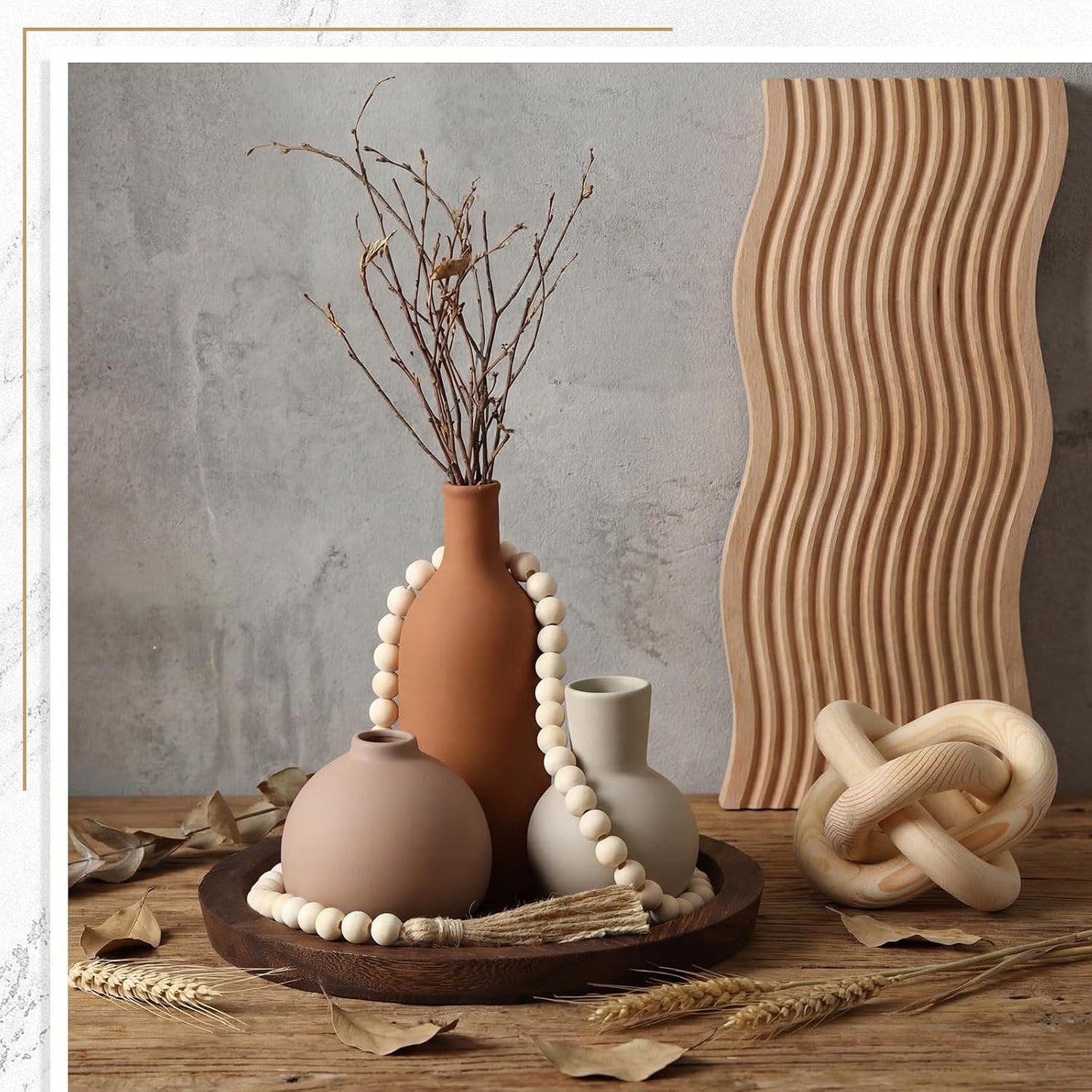Ceramic Vase Set / Natural / Set of 6