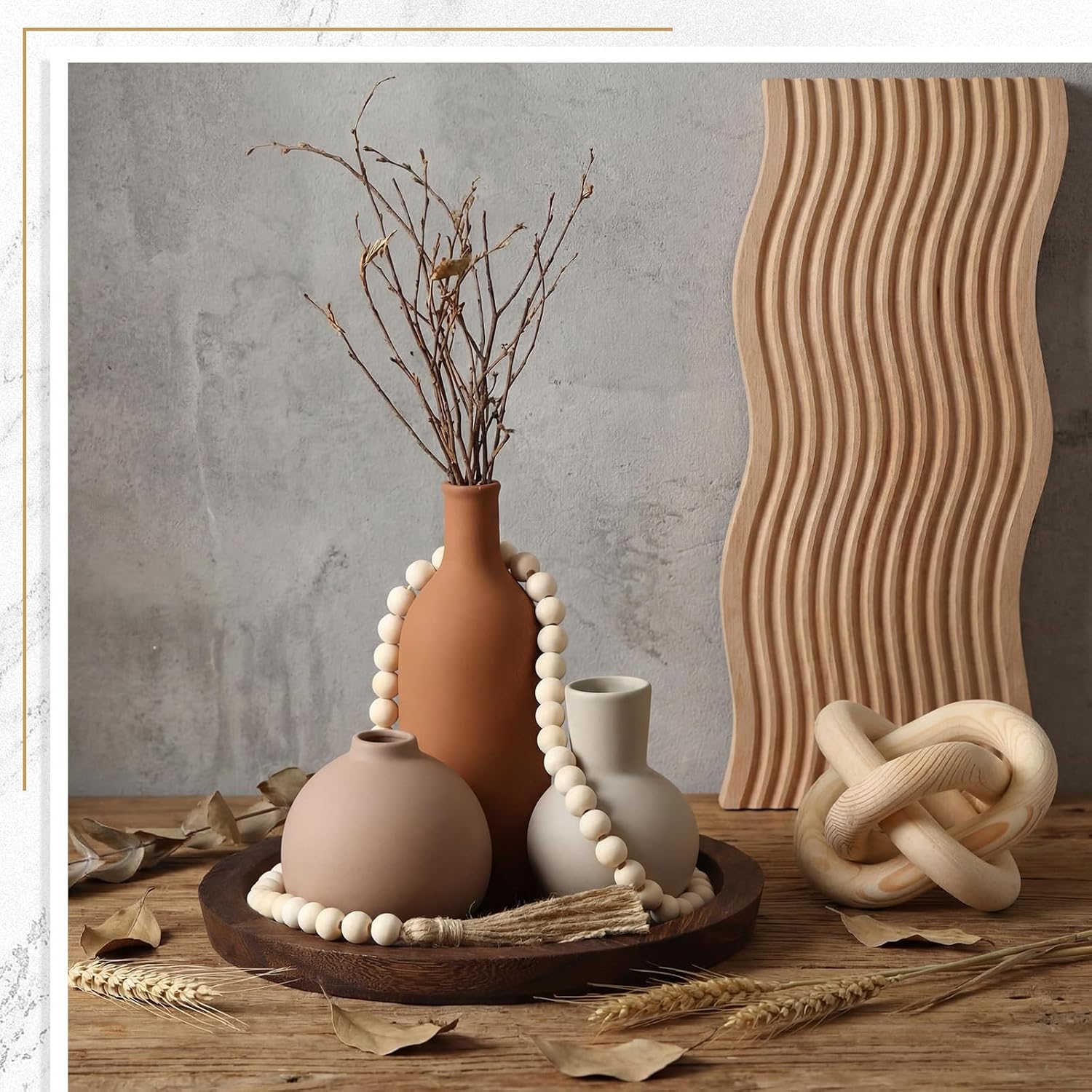 Ceramic Vase Set / Natural / Set of 6