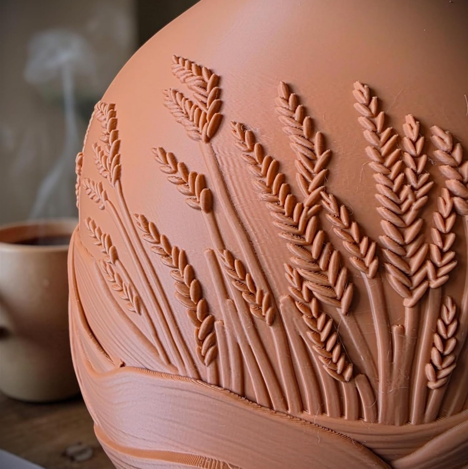 Sculptural 3D Printed Vase / 8.5 x 8 / Terracotta / Ivory