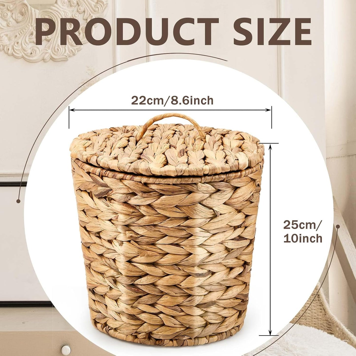 Wicker Trash Can Basket Woven Waste Basket / Brown / Medium / Set of 100