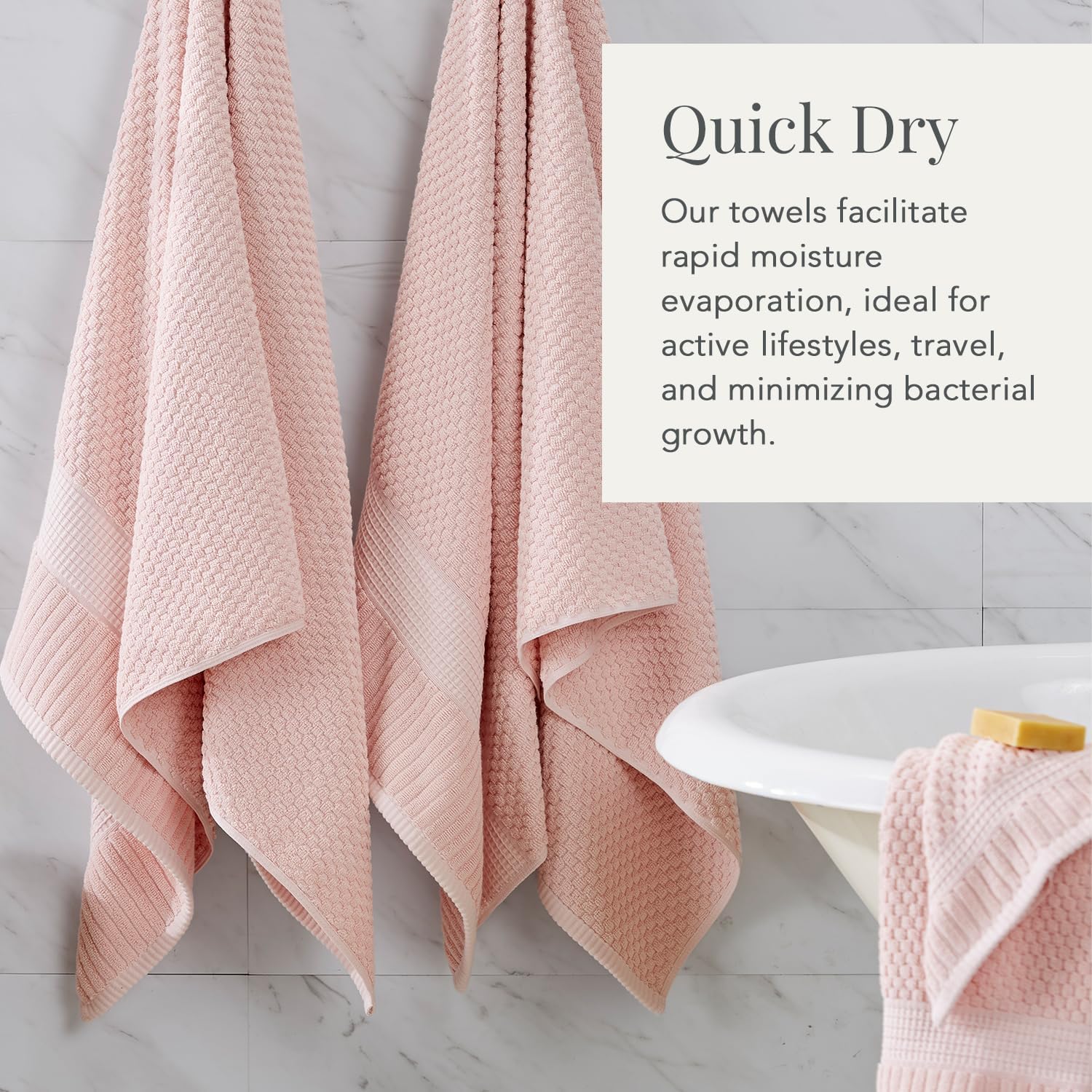 NY Loft 100% Cotton 6-Pack Hand Towel Set | Pink | Oeko-TEX | Quick-Dry | Six 16" x 28" Hand Towels | Super Absorbent
