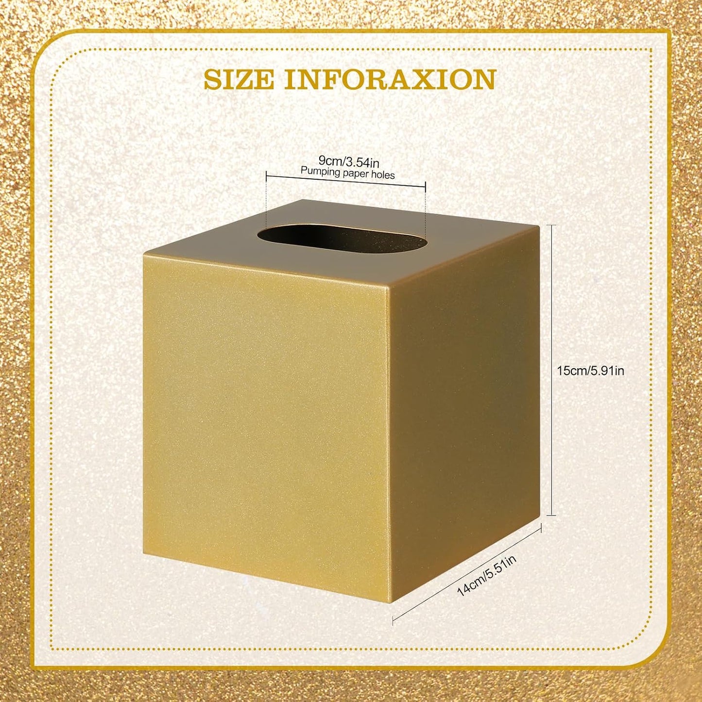 Modern Facial Tissue Holder / Gold