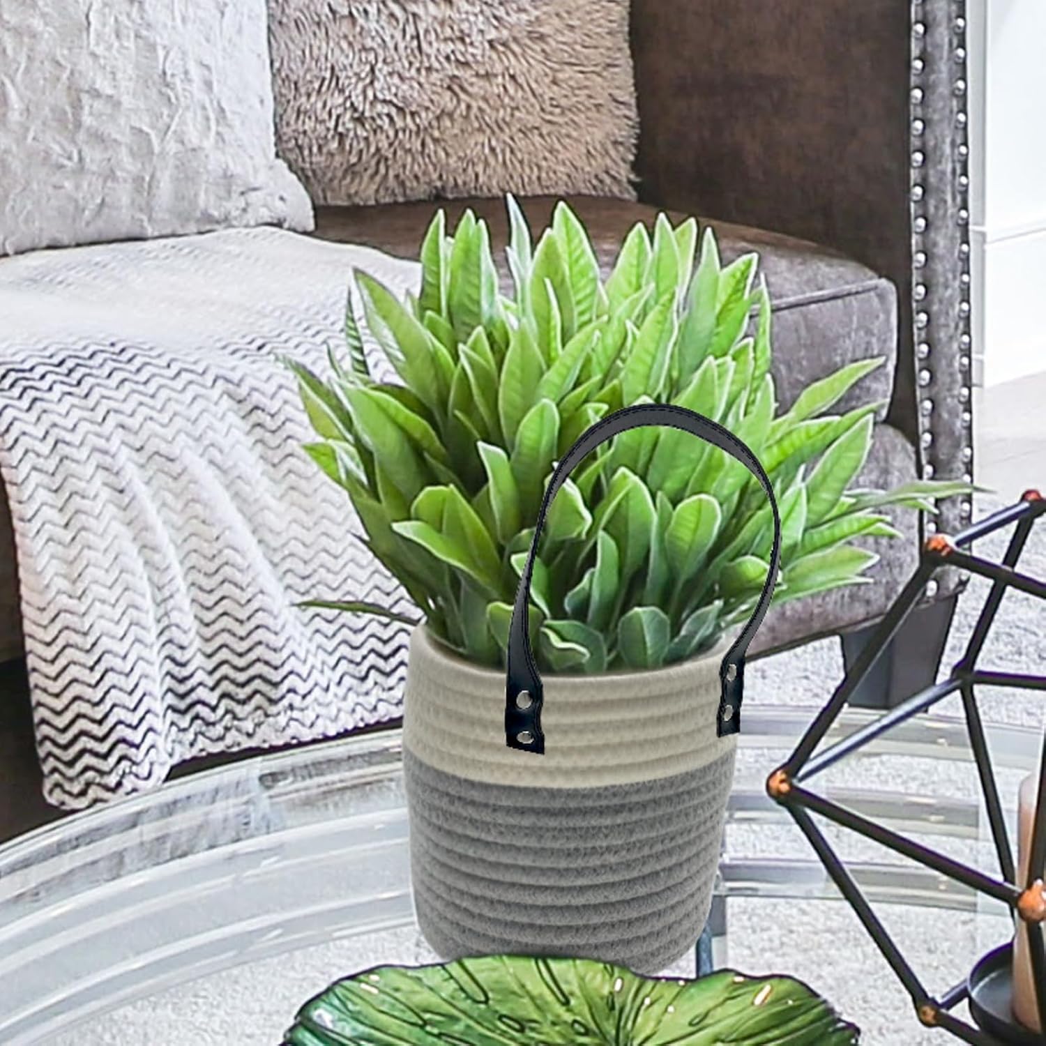 Handles Woven Organizer Storage Basket / Light Dark / Set of 2