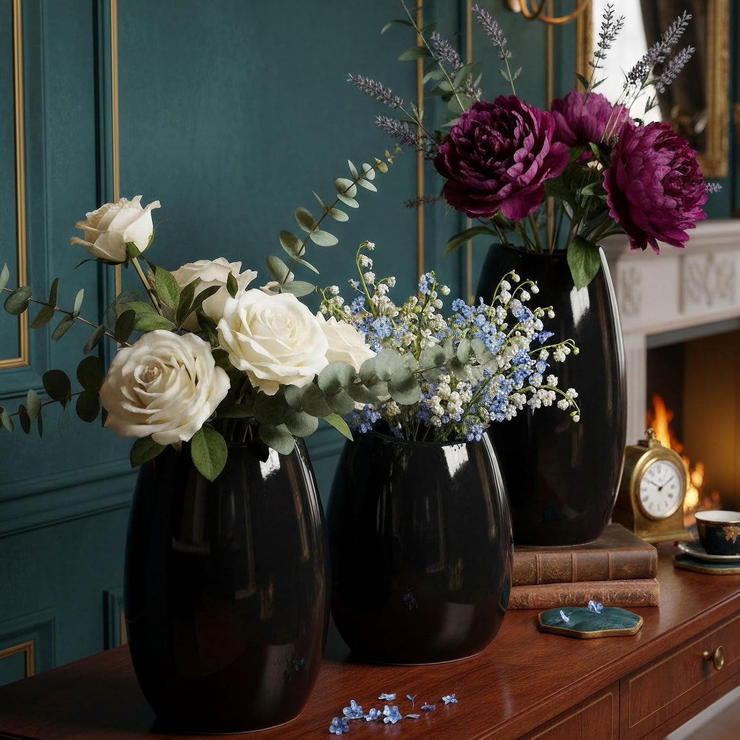 Ceramic Vase Flower Vase / Black / Set of 3