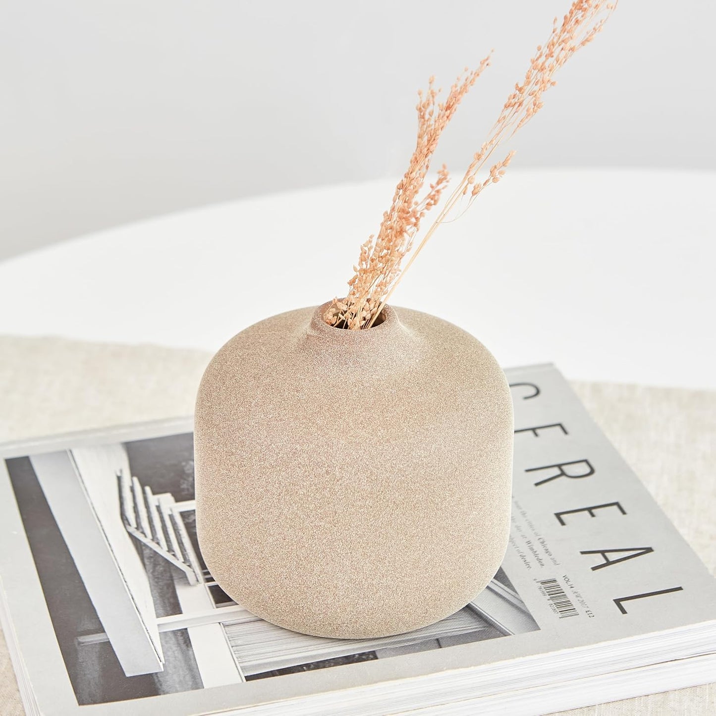 Round Boho Pampas Grass Vase