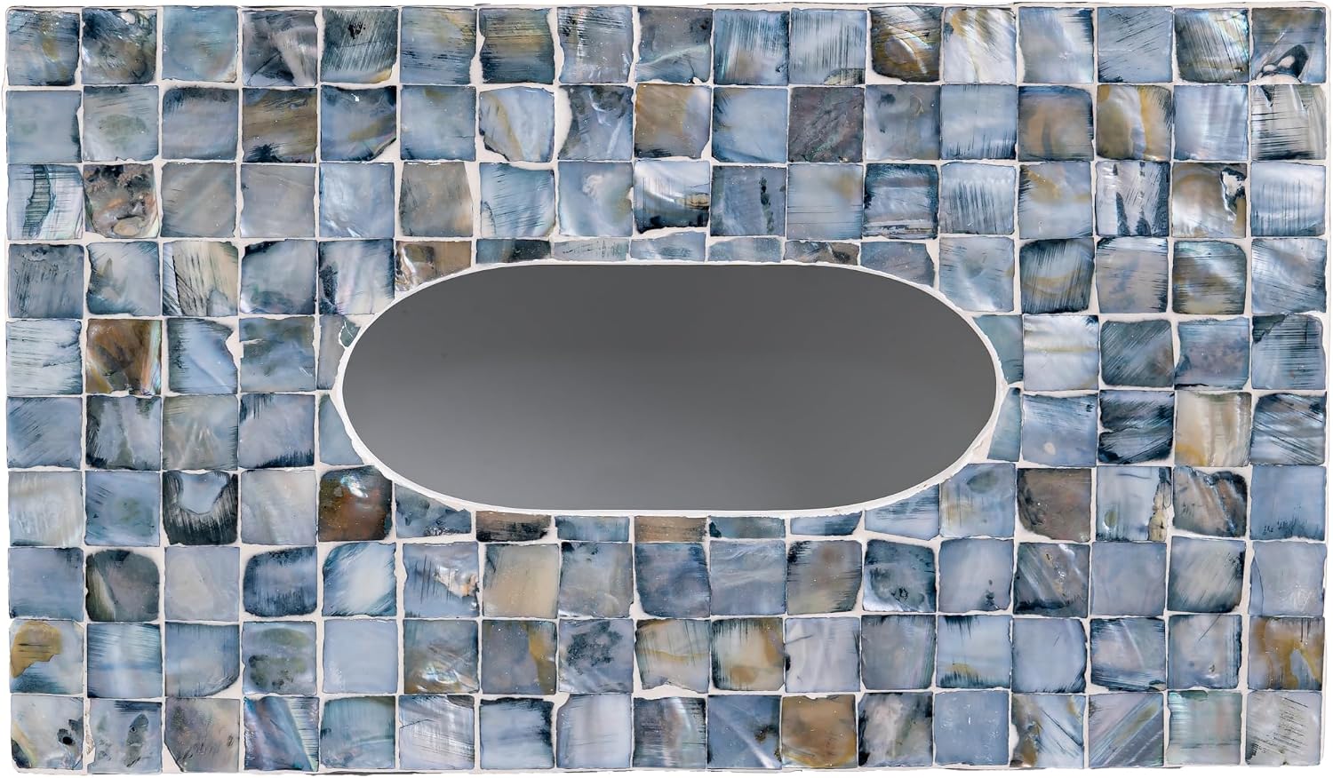 Rectangular Mother of Pearl Tissue Box Capiz Shell Handmade Rectangle Tissue Box / 10.2 x 5.9 / Blue