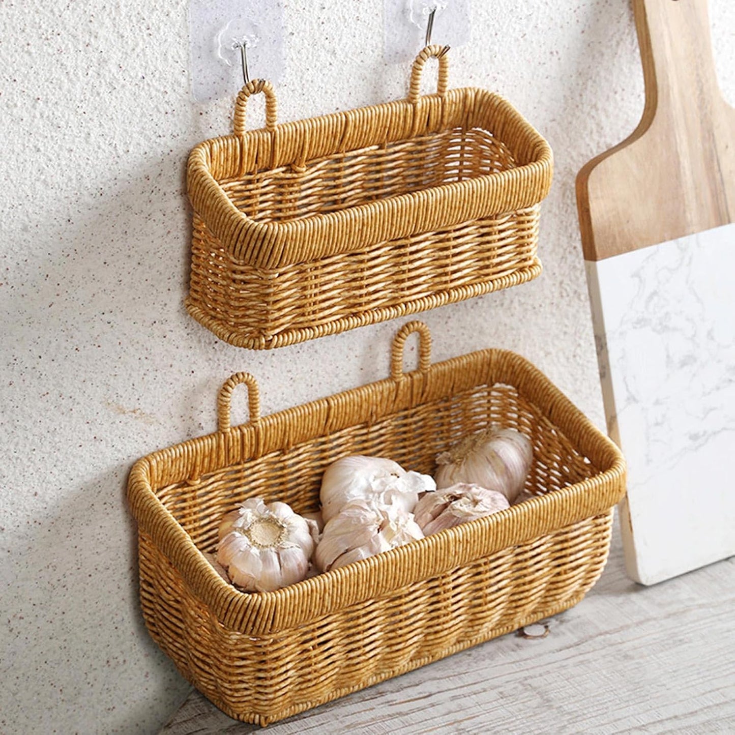 Wall Mounted Woven Rattan Storage Basket / L