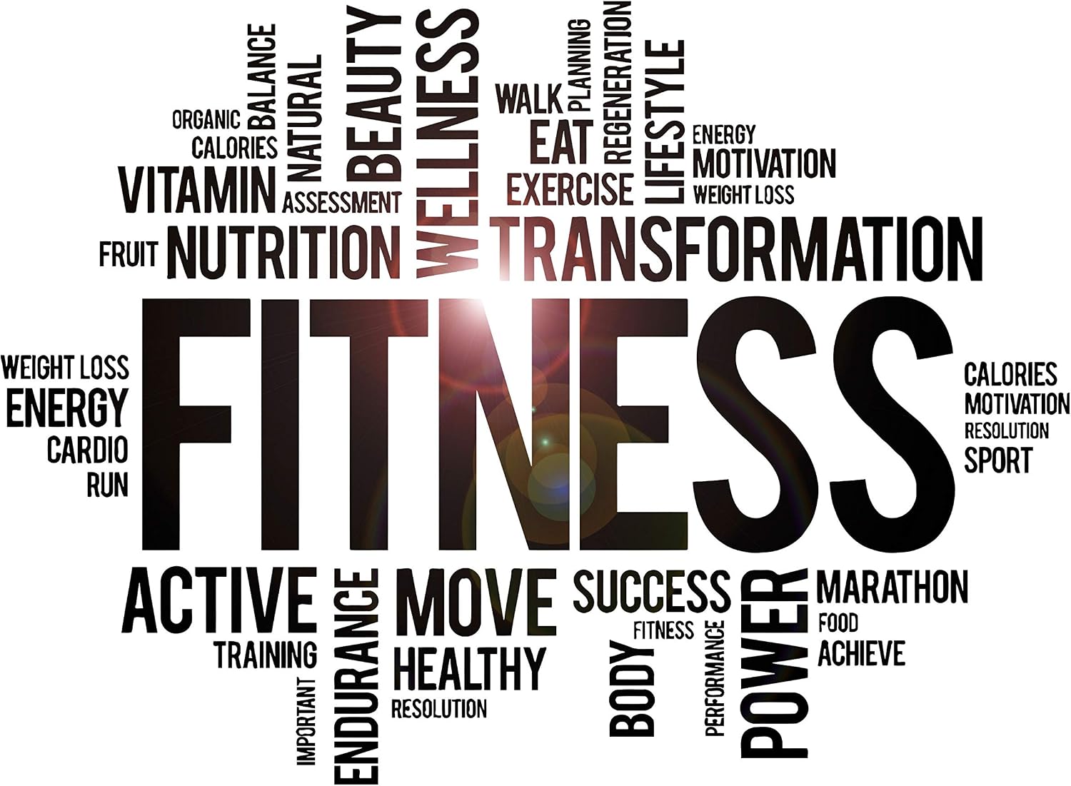 Vinyl Wall Decal Fitness Word Cloud Healthy Lifestyle Gym Motivation / 22.5 x 31 / M In / Pink