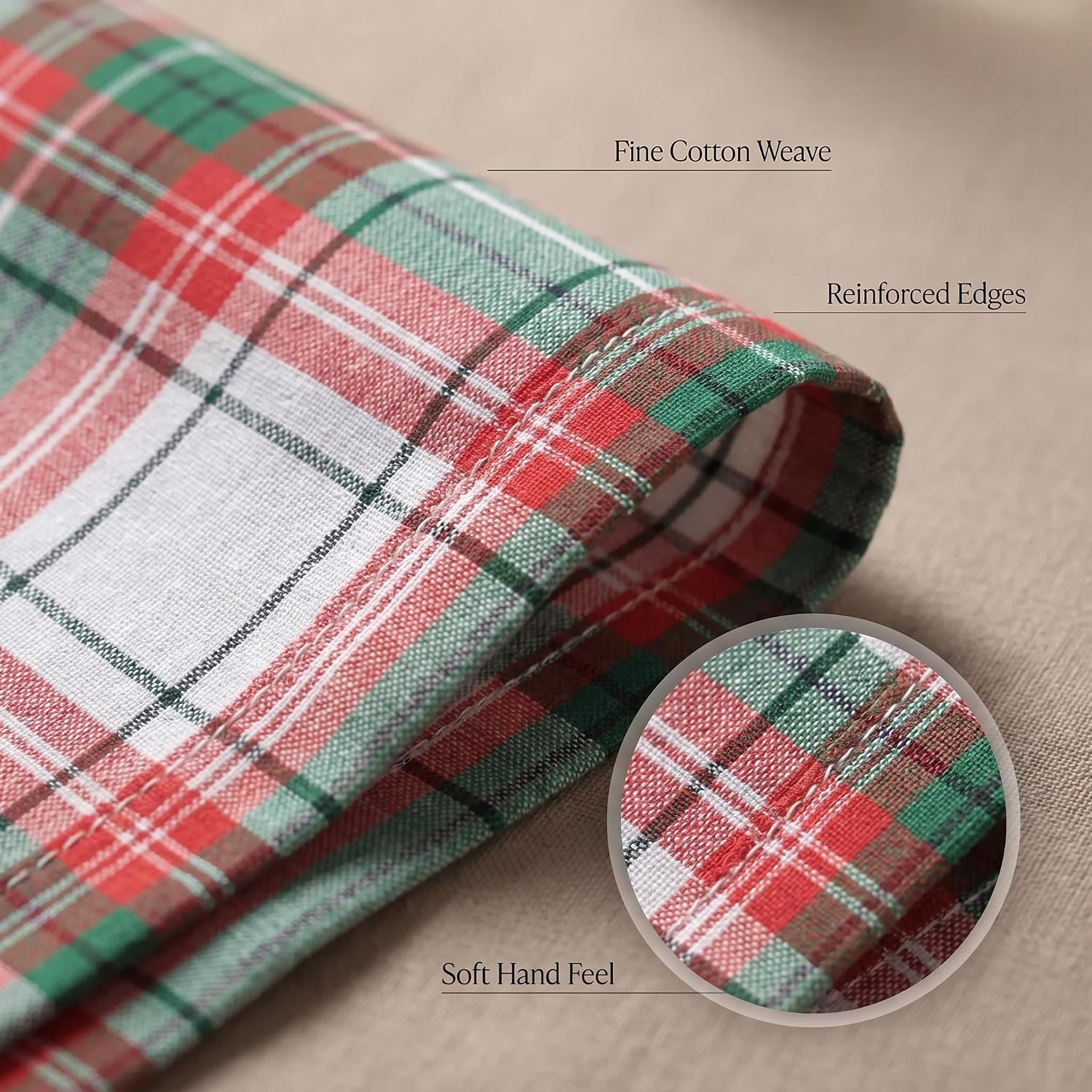 Urban Villa Cloth Napkins Cotton 20x20 (Set of 12) Christ Check