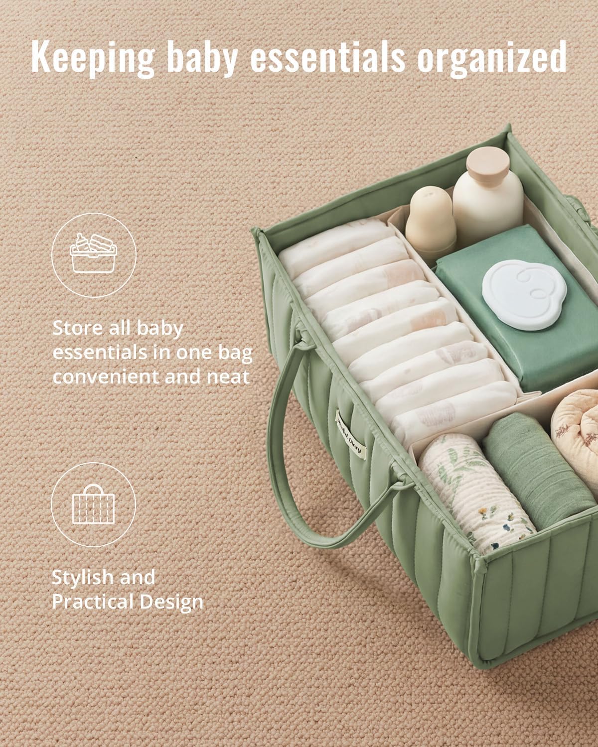 Baby Diaper Caddy Organizer / Sage Green