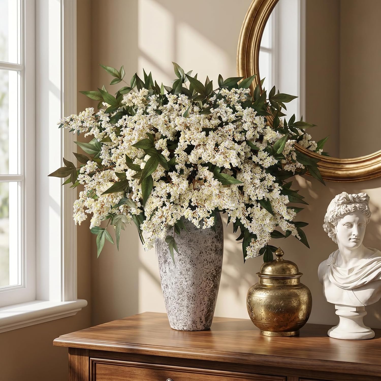 Artificial Nandina Berry Stem for Vase / Beige / Set of 4