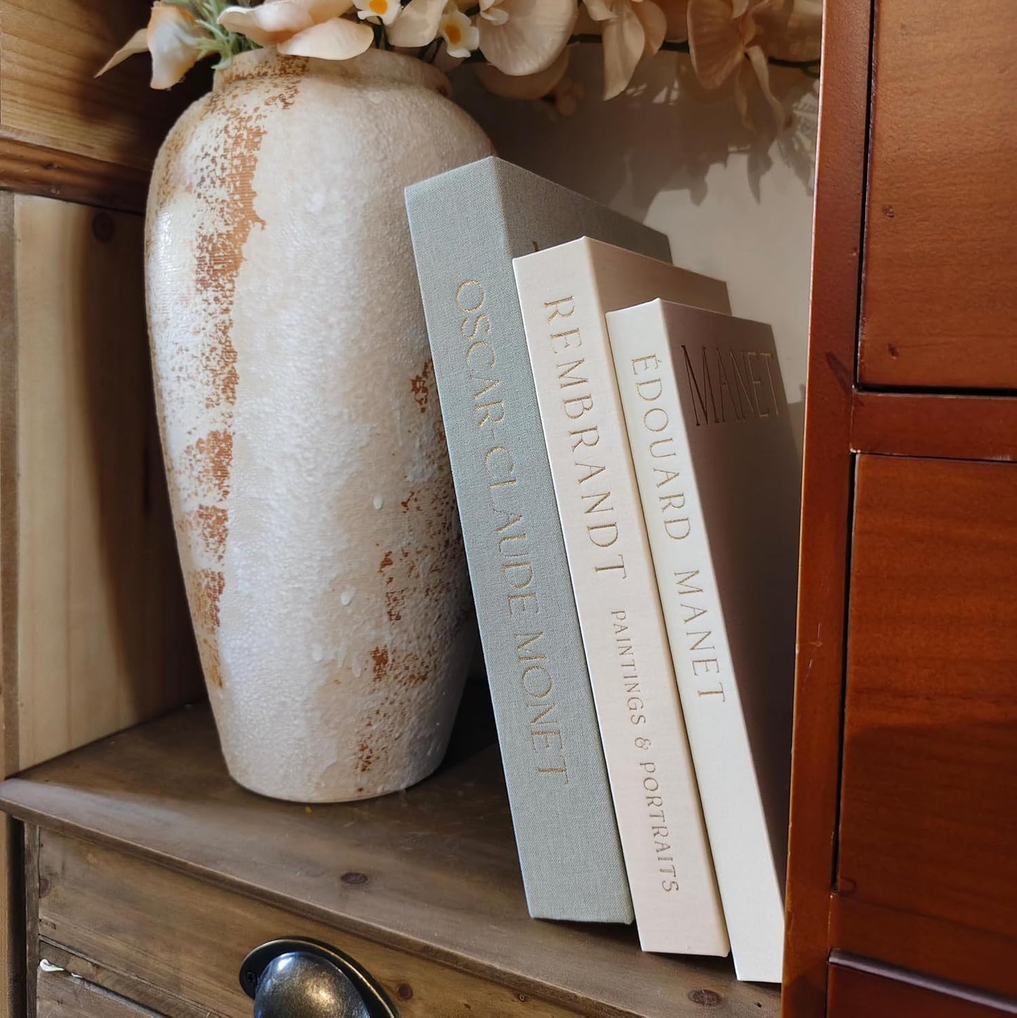Fake Faux Books / Linen Sage-beige-white / Set of 3