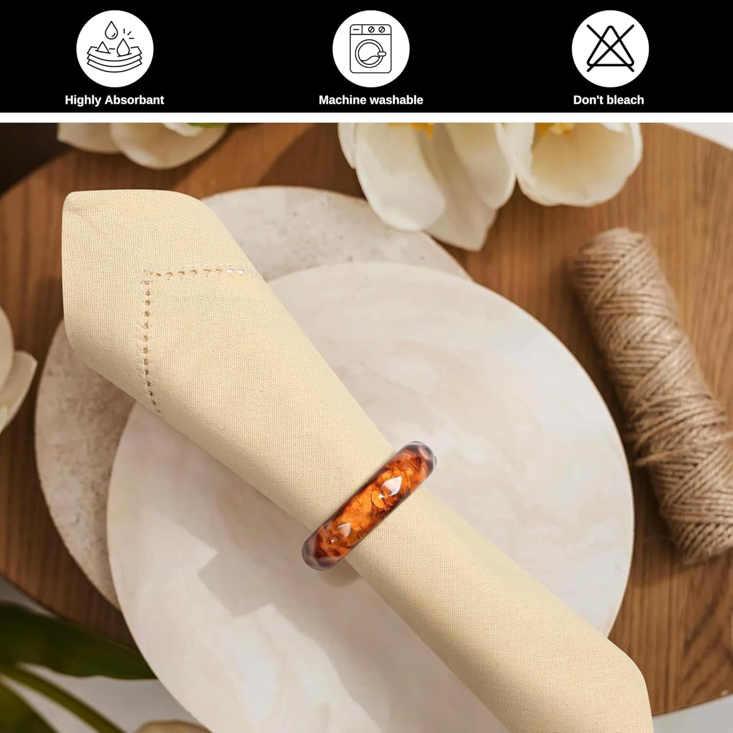 Bedding Craft Cotton Dinner Cloth Napkins Set of 12 – 18x18 Apricot Gelato Hemstitched – Machine Washable Fabric