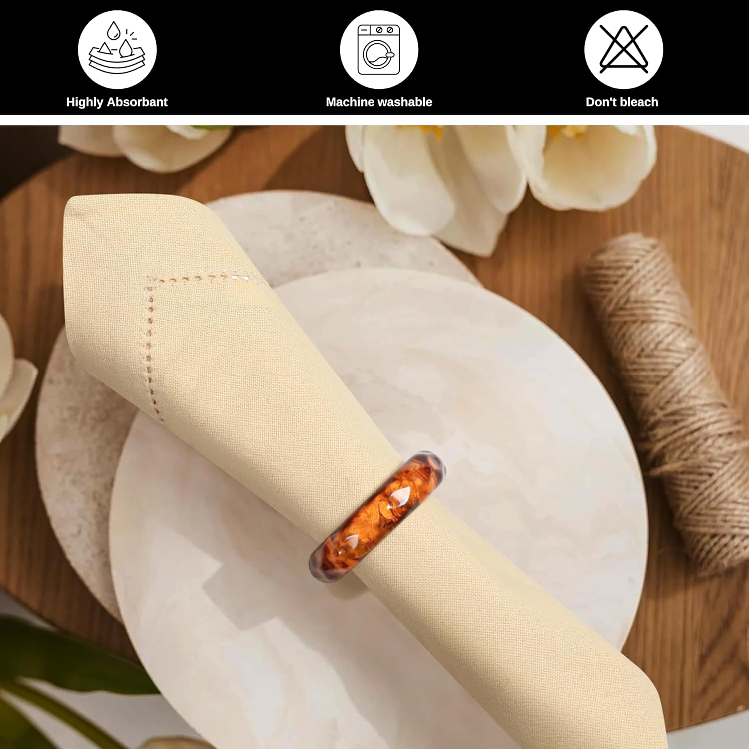 Bedding Craft Cotton Dinner Cloth Napkins Set of 12 – 18x18 Apricot Gelato Hemstitched – Machine Washable Fabric