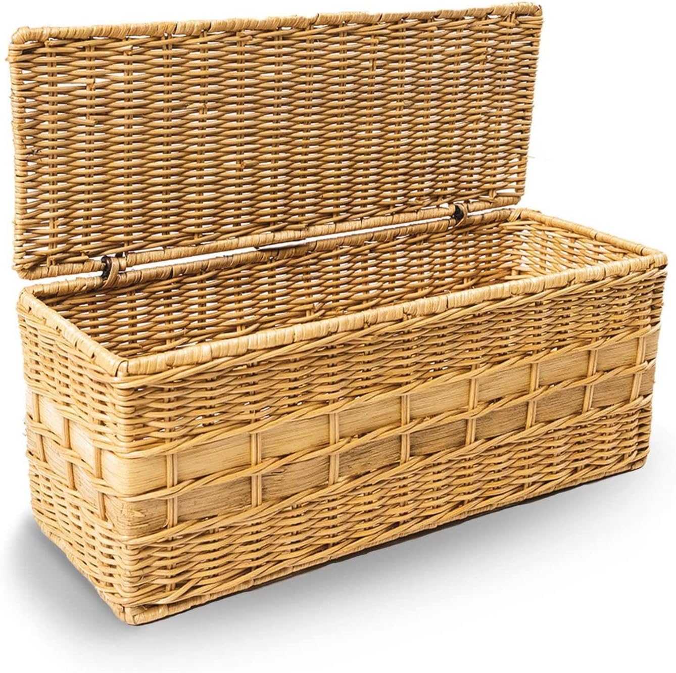 Lidded Wicker Box / One Size / Sandstone / 16 Inch