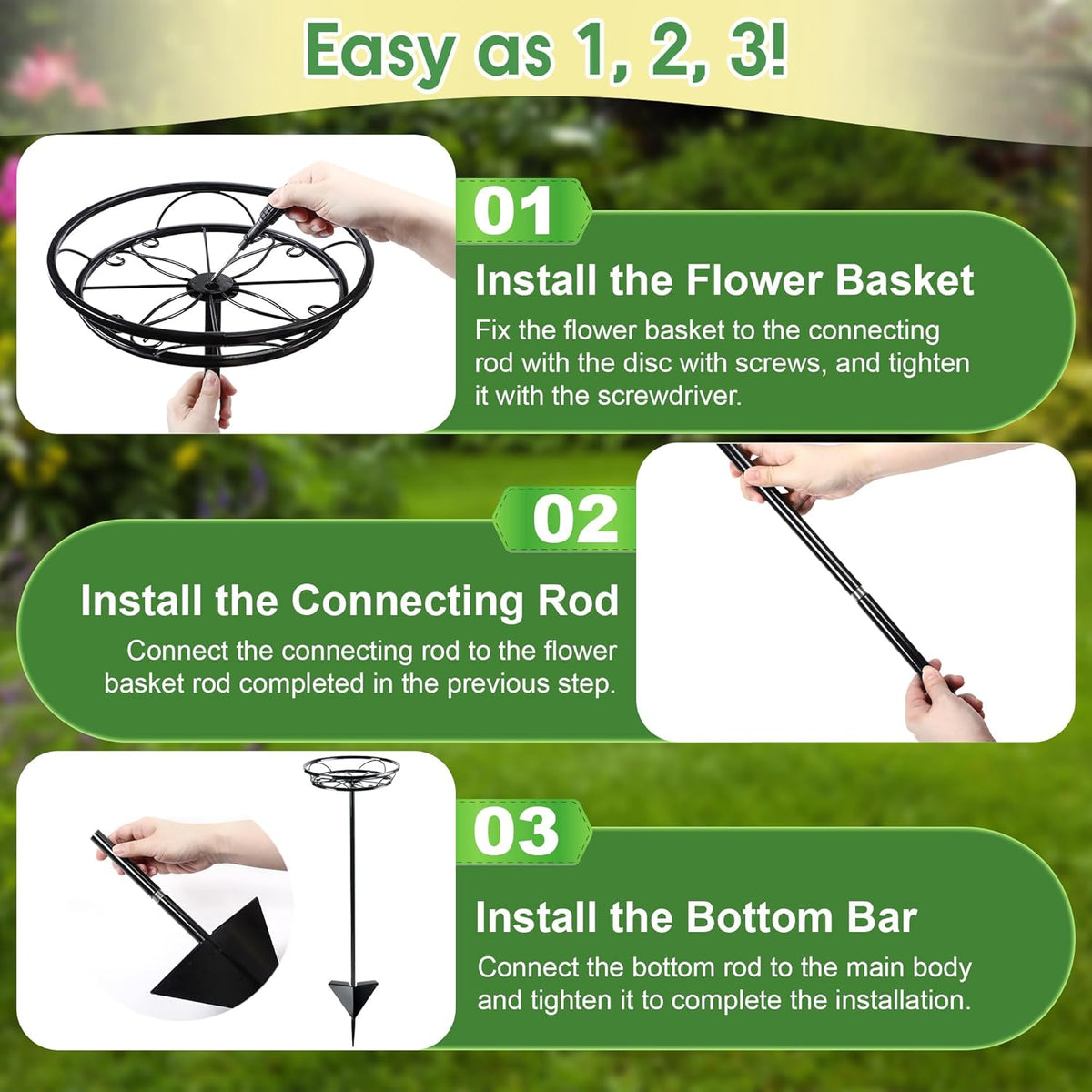 Tellingyou 4 Pack Adjustable Outdoor Flower Pot Stand, Plant Stands(Black) | Metal, Spring Summer Versatile Plant