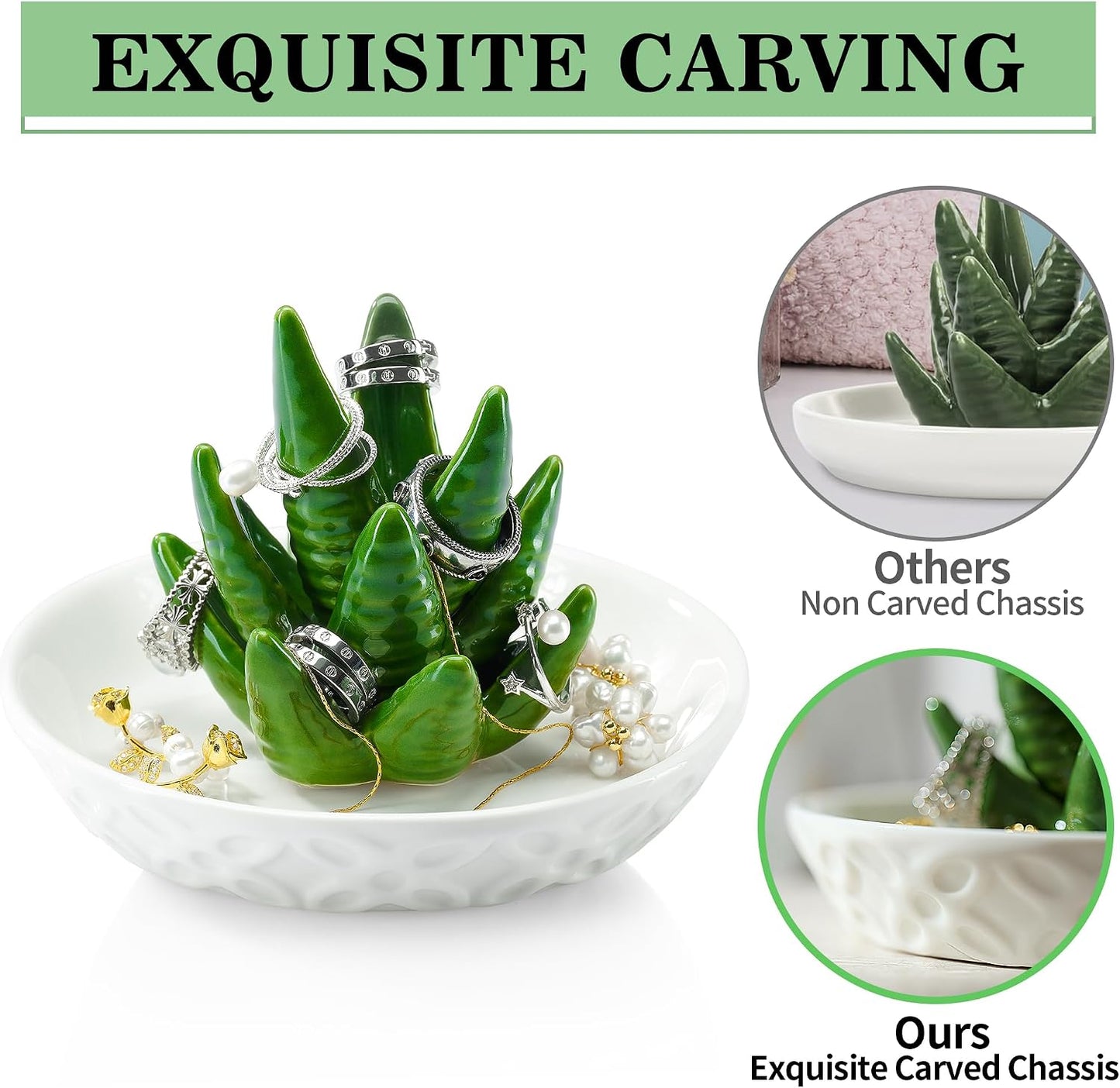Ceramic Jewelry Tray / 5.12 x 5.12 x 3.74 / Aloe