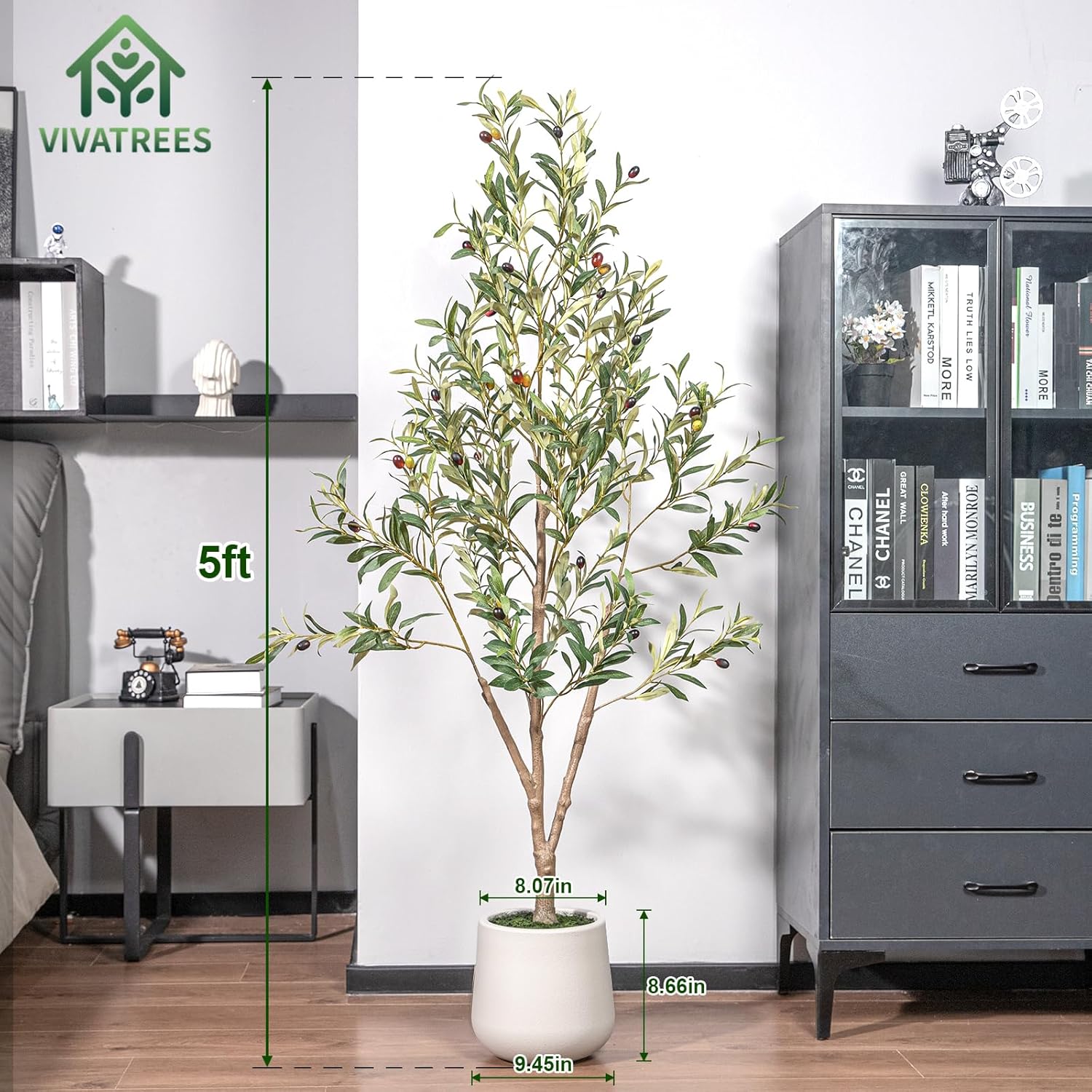 Artificial Plants / White Tall Planter / White-5ft / 5 Inch