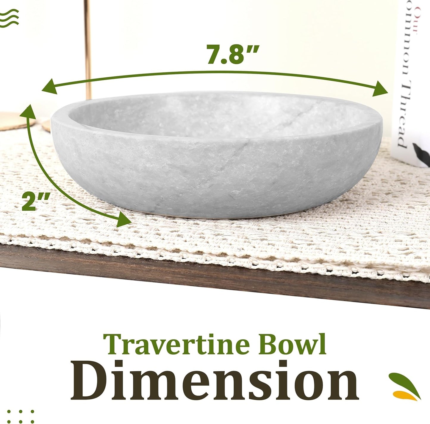 7.8" Diameter & 2" Height / White/gray - Travertine