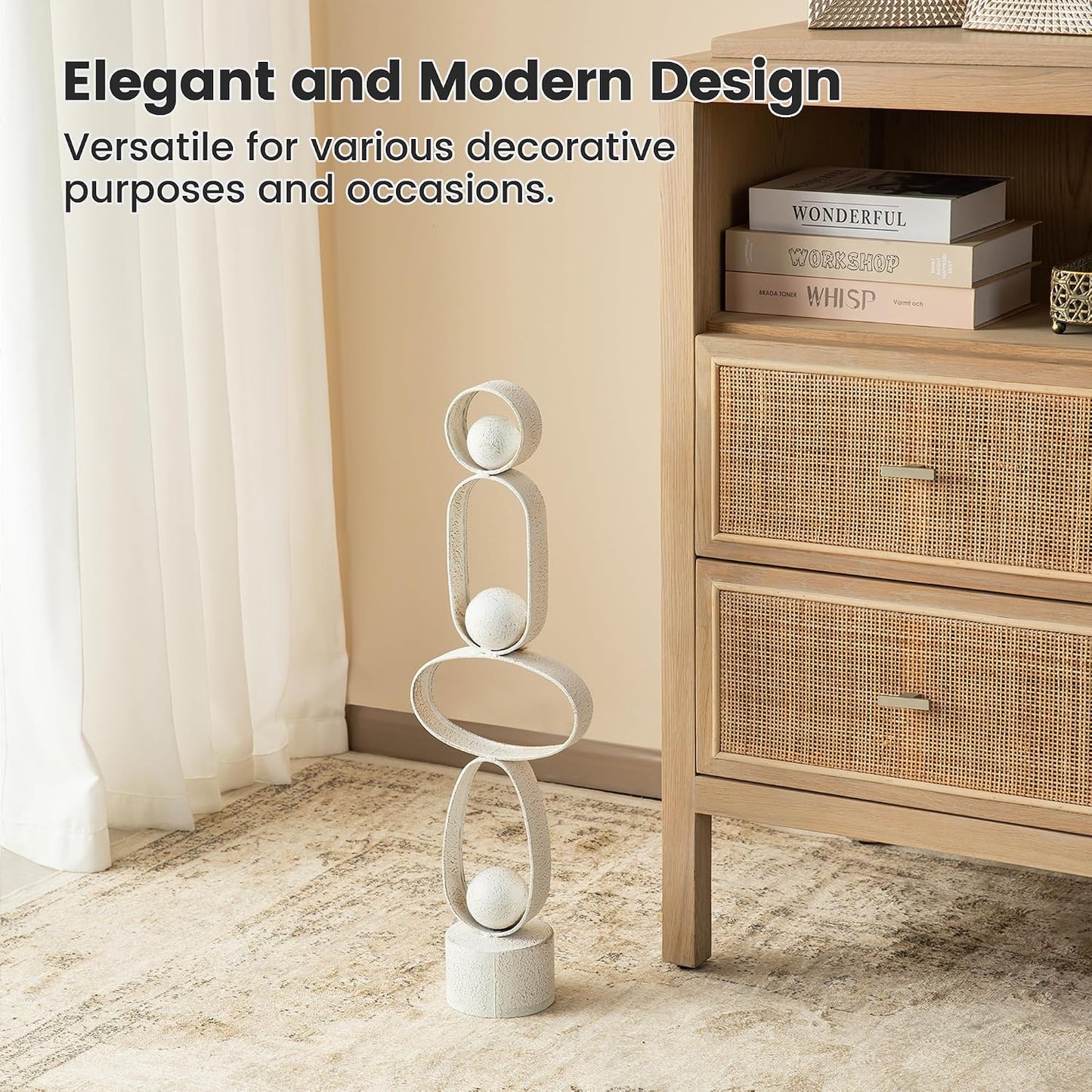 Accent Figurine / Metal Table Centerpieces / White