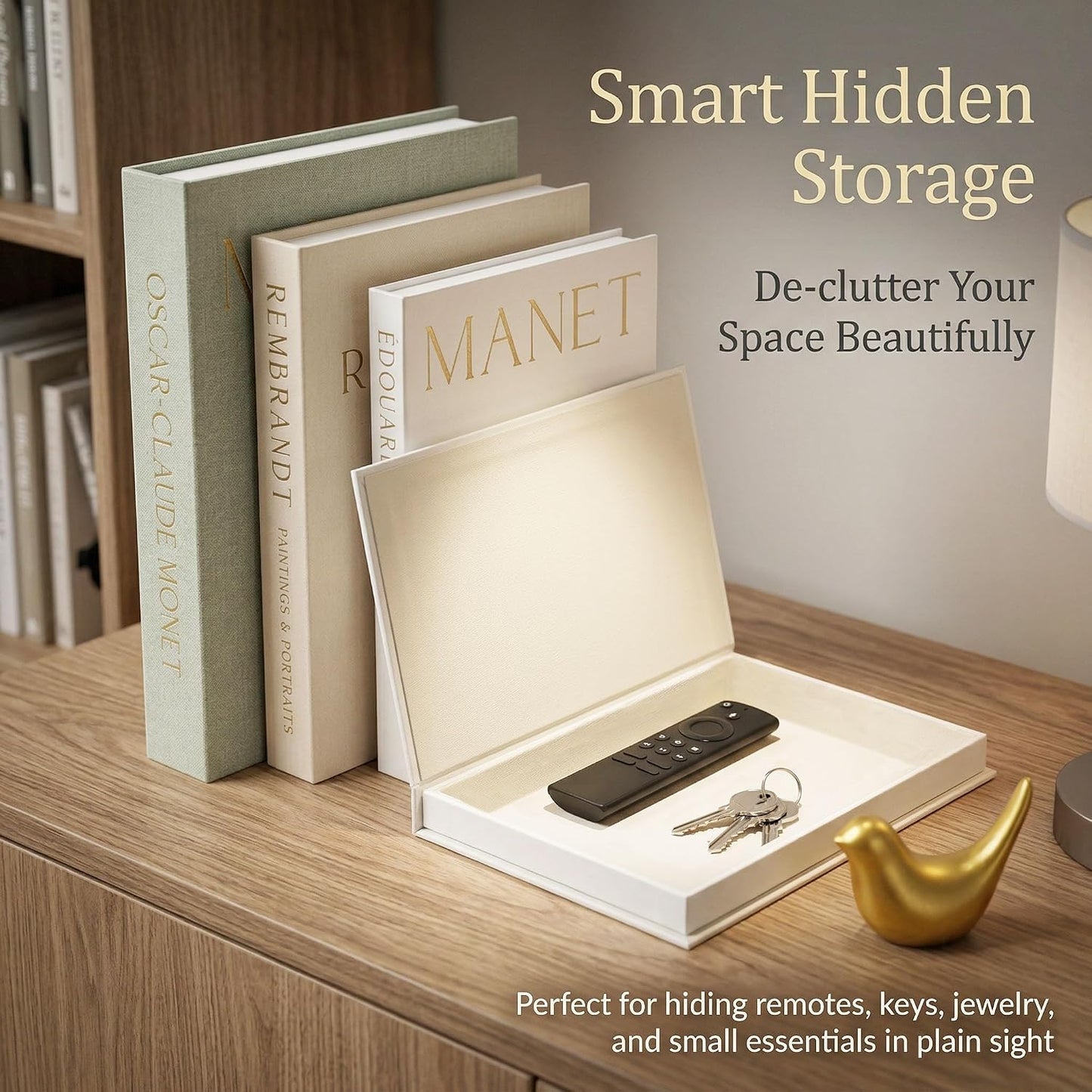 Linen Fake Book Boxes / Gold / Set of 3