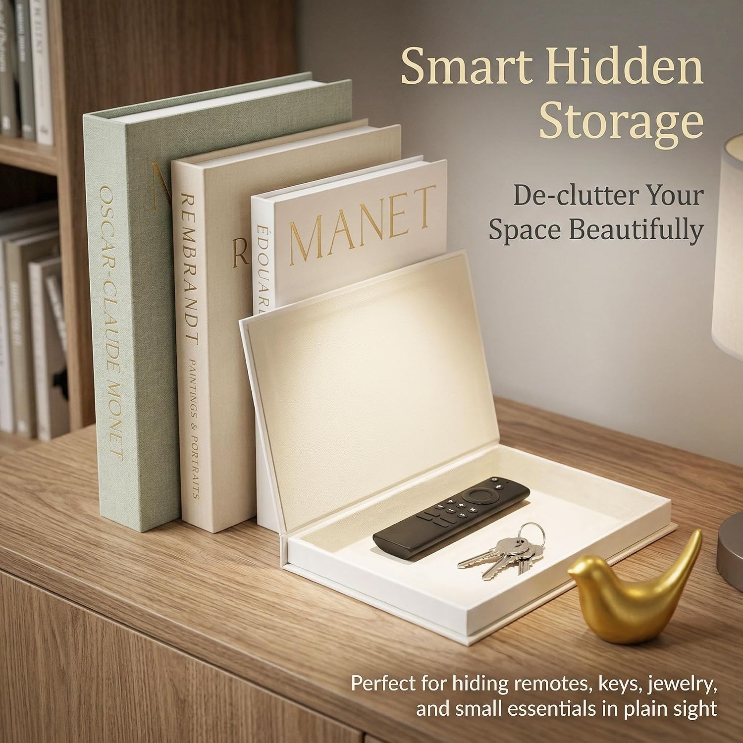 Linen Fake Book Boxes / Gold / Set of 3