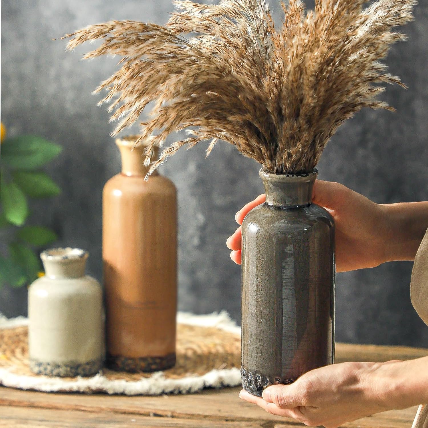 Ceramic Vase / 007 Rustic - Brown / Set of 3