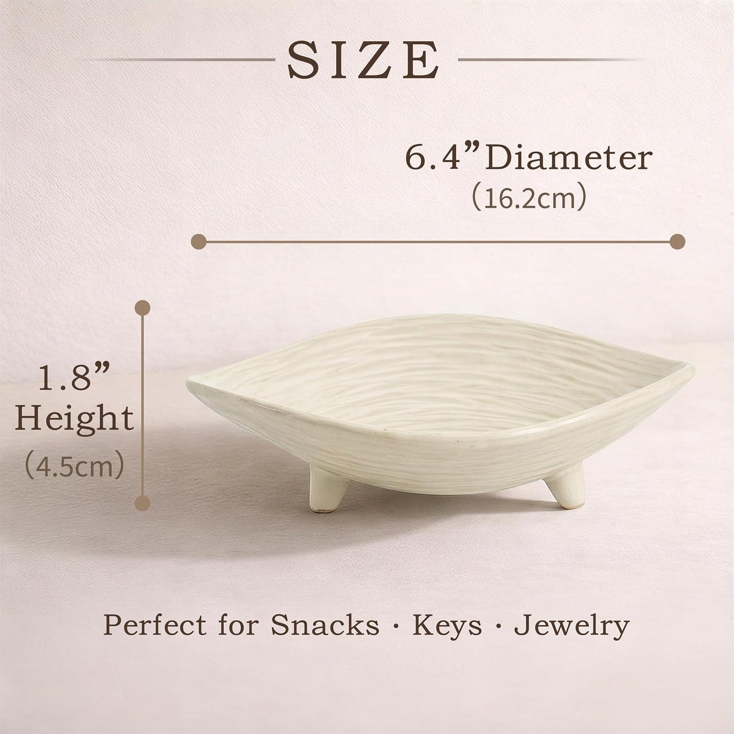 6" Ceramic Key Bowl for Entryway Table