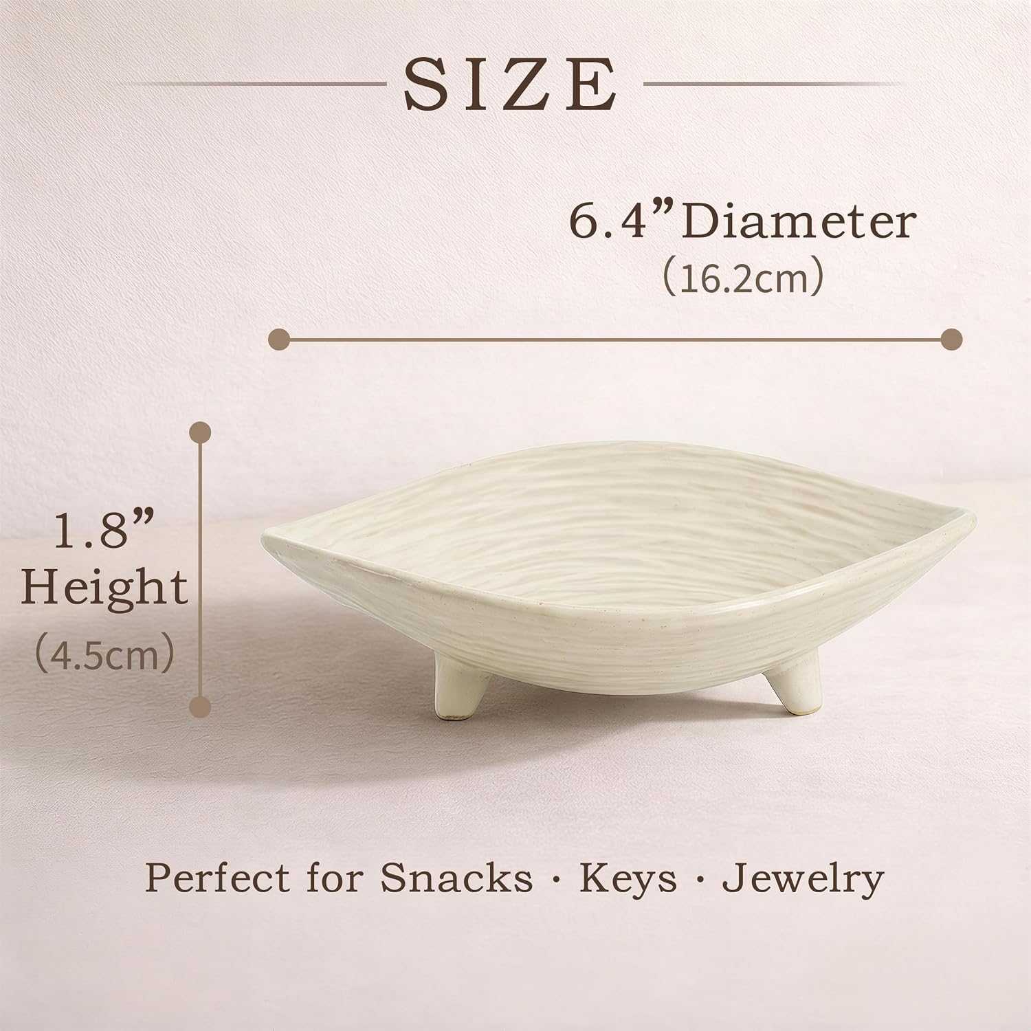 6" Ceramic Key Bowl for Entryway Table