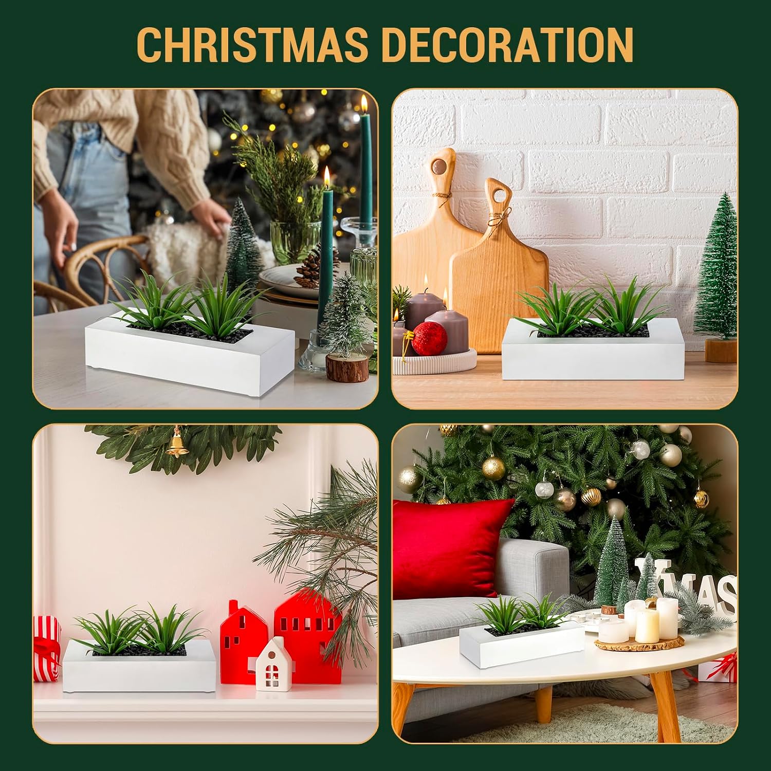Faux Plants Indoor for Tabletop / White / 9.5 Inch / 10 Inch